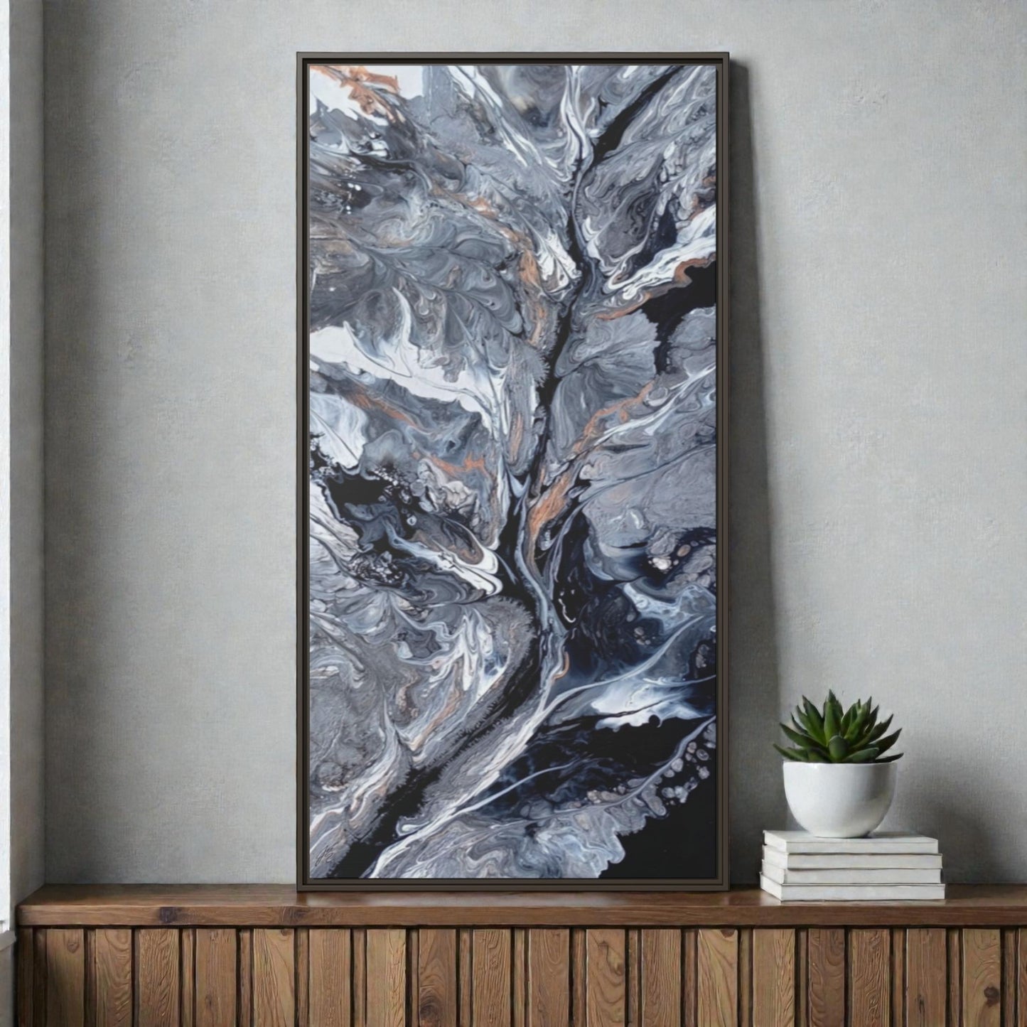 Large Vertical Floating Framed Canvas Print | Abstract Fluid Art | Style By Jess