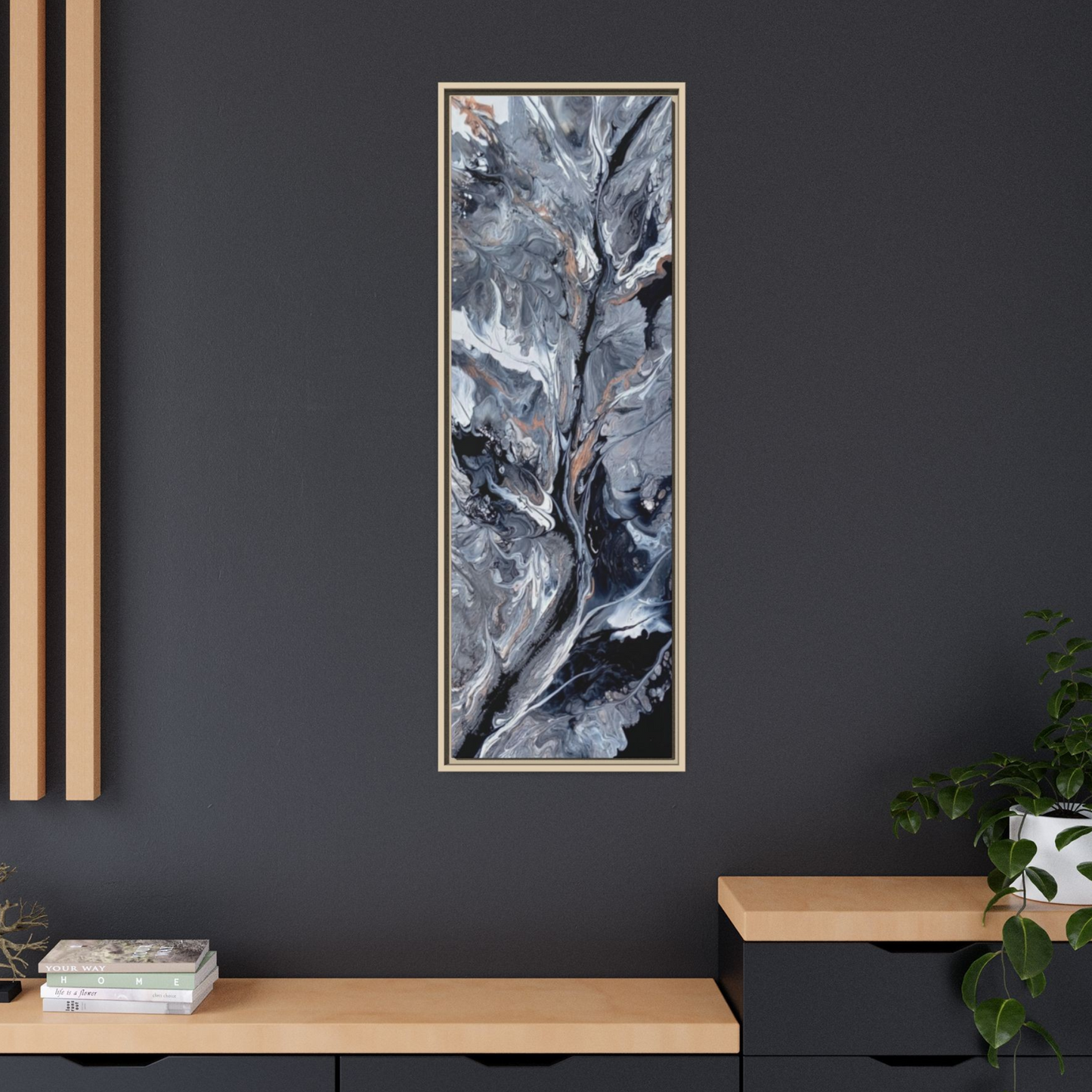 Large Vertical Floating Framed Canvas Print | Abstract Fluid Art | Style By Jess