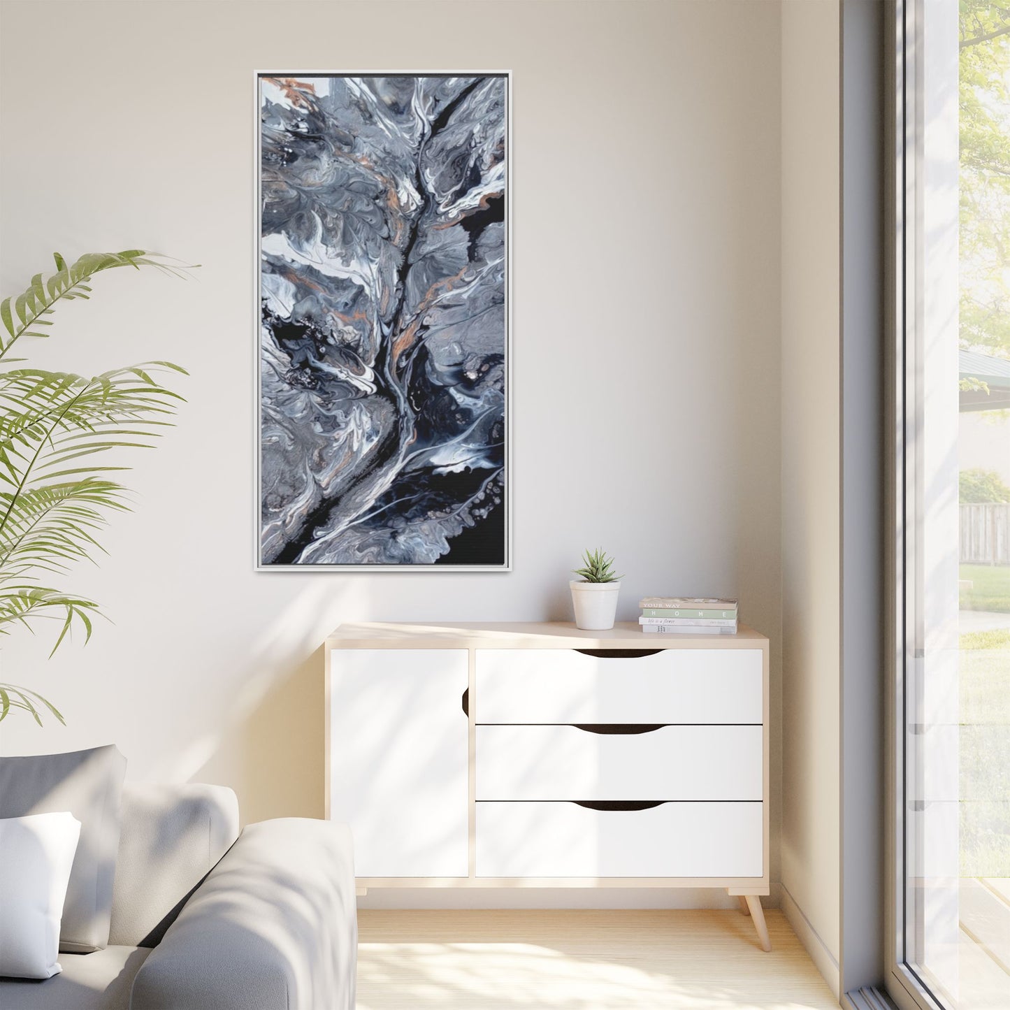 Large Vertical Floating Framed Canvas Print | Abstract Fluid Art | Style By Jess
