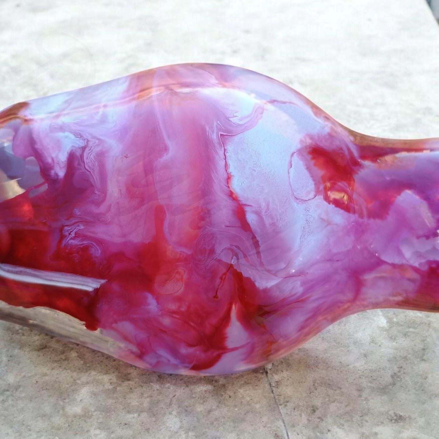 Red Abstract Art Glass Vase | Handmade Resin Centerpiece | Anniversary & Gift for Her