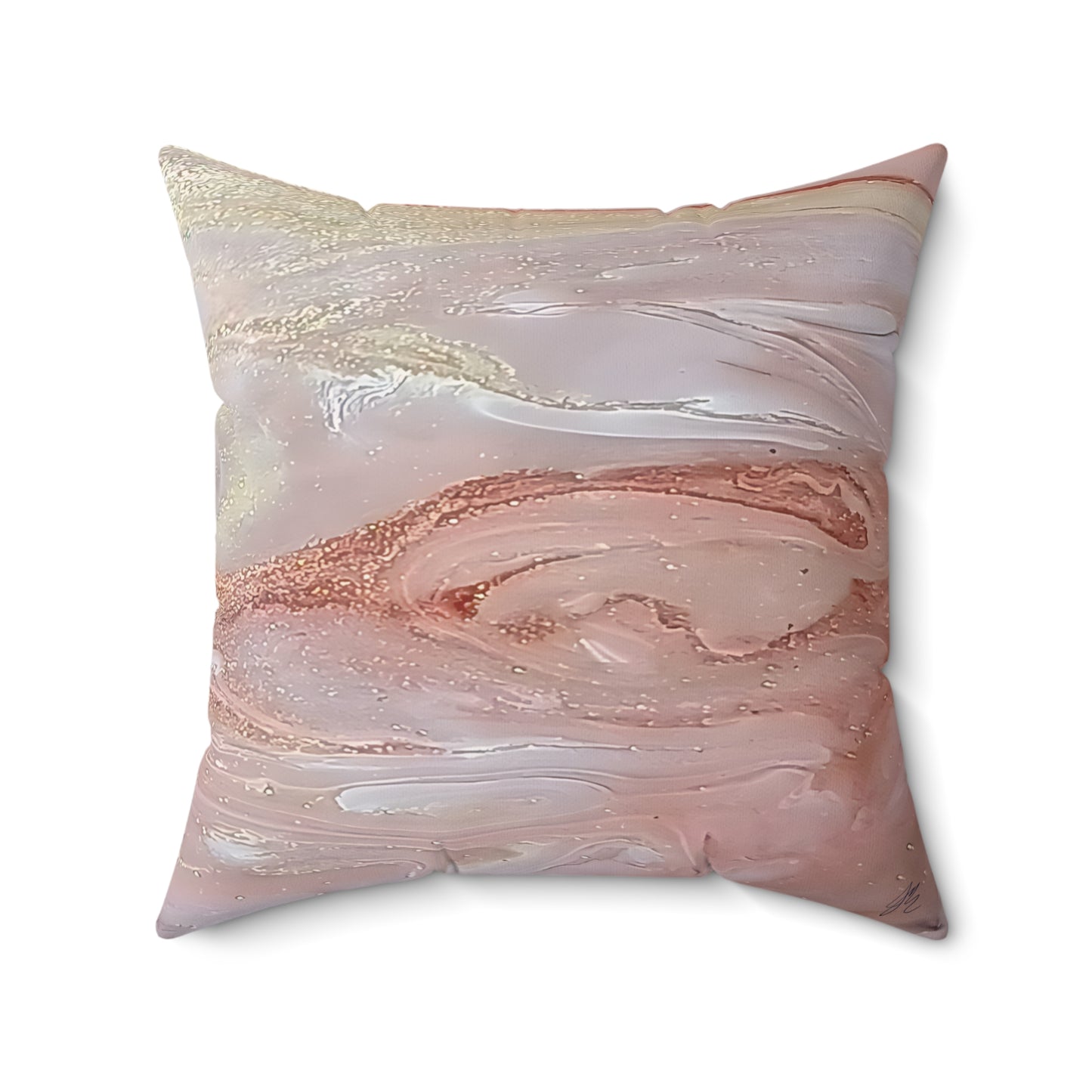 Decorative Throw Pillows for Couch - Blush Pink Gold Abstract Accent Pillow with Insert Included