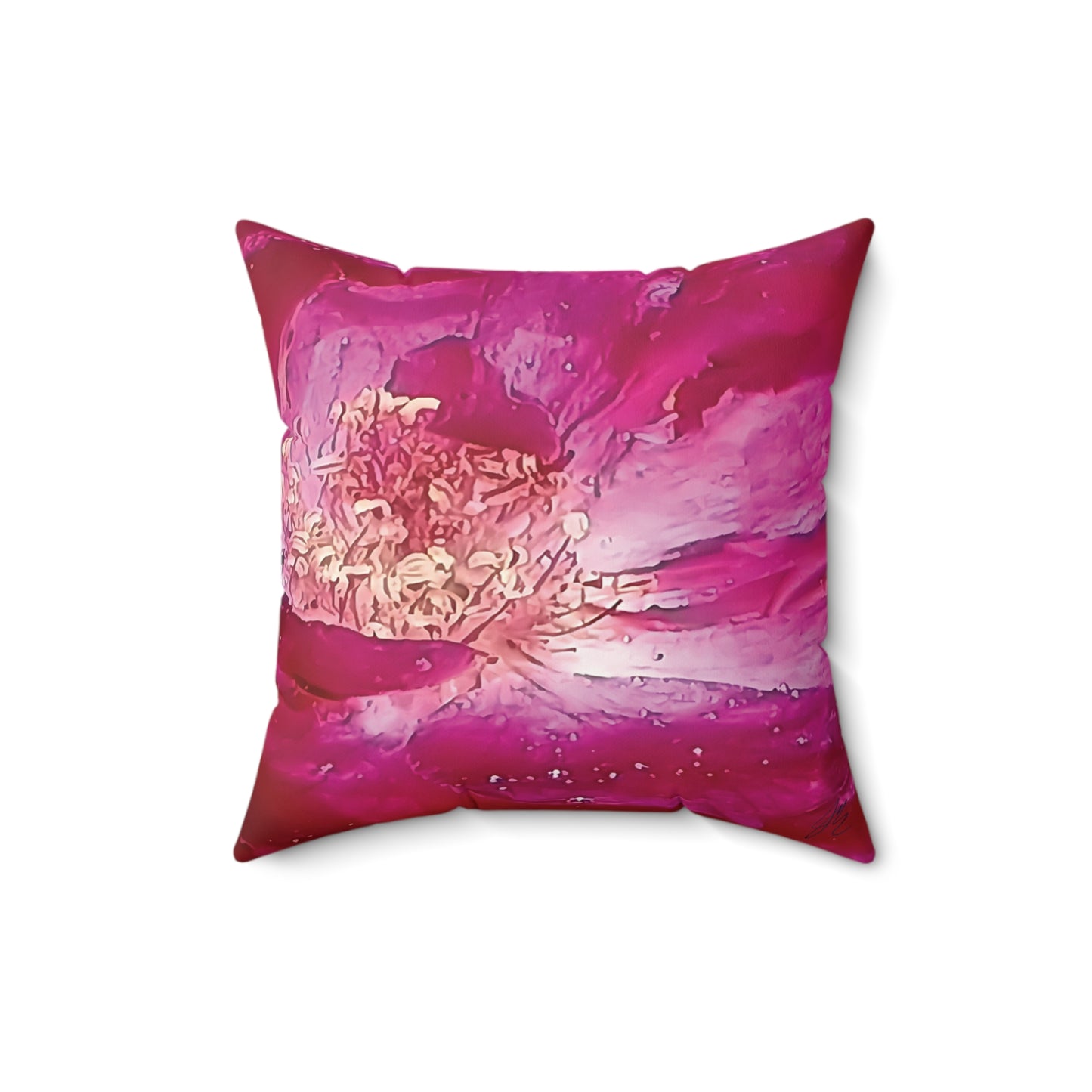 Wild Rose Decorative Throw Pillow – Pink Floral Faux Suede Cushion, Boho Botanical Art by Style by Jess