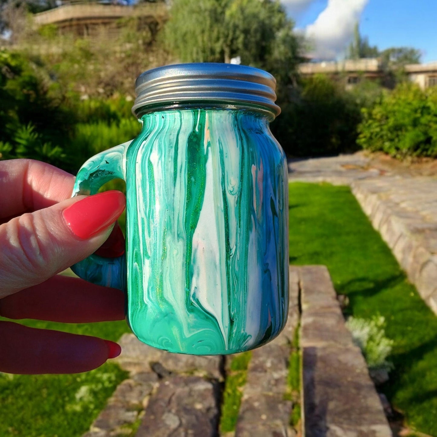 Spice Shaker Glass Salt Shaker Cinnamon Hand Painted Glass Art Custom Kitchen Gifts Unique Mom Gift