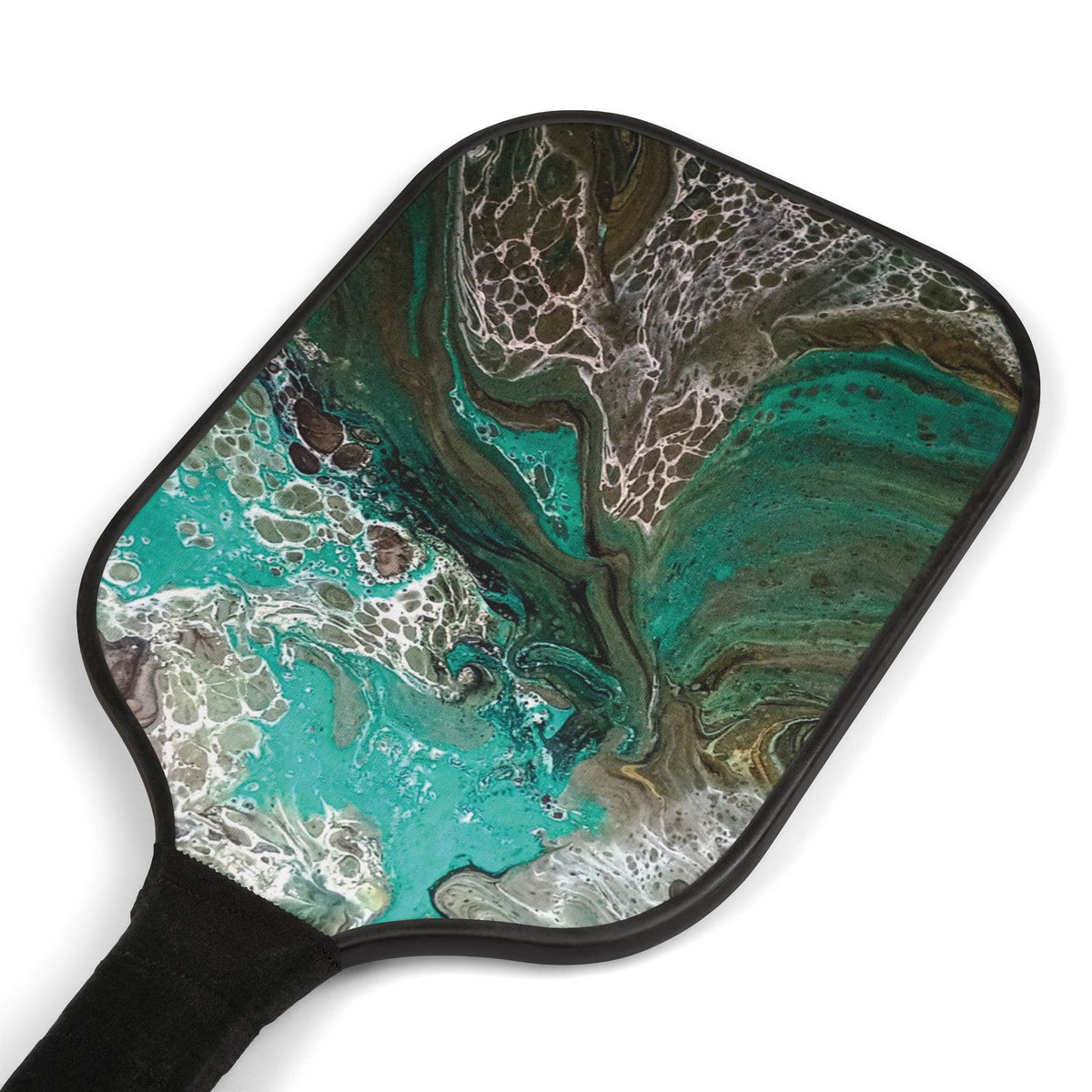 Pickleball Paddle Set | Teal Abstract Art Print, 2 Paddles & 2 Balls