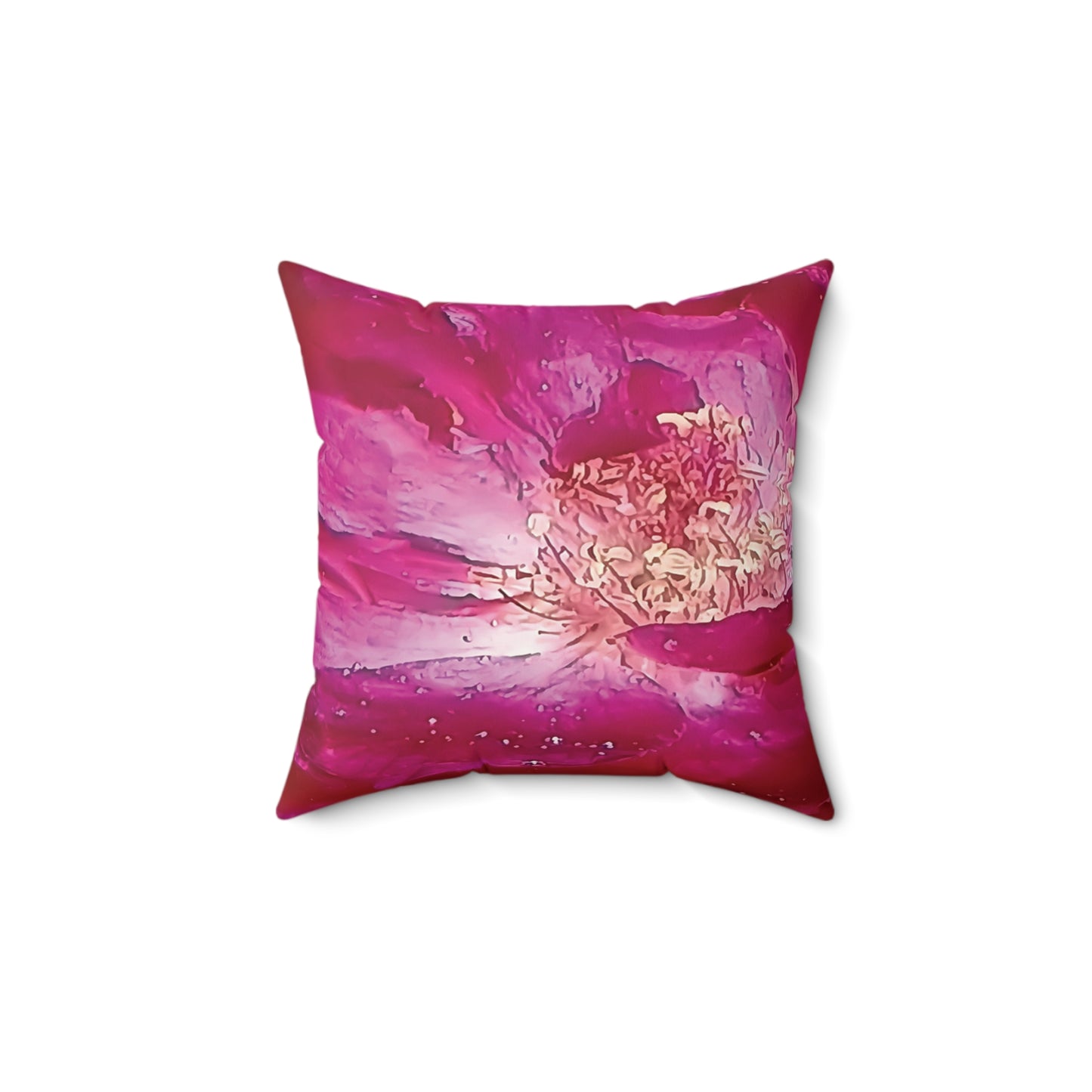 Wild Rose Decorative Throw Pillow – Pink Floral Faux Suede Cushion, Boho Botanical Art by Style by Jess