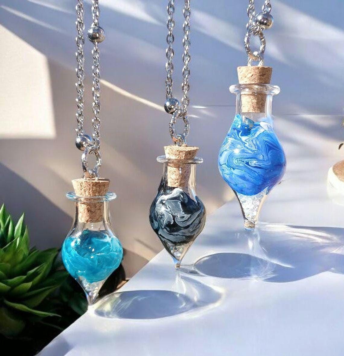 Glass Teardrop Keepsake Necklace - Memorial Cremation Jewelry for Ashes | Personalized Urn Pendant Gift