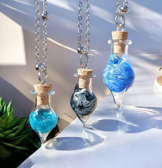 Glass Teardrop Keepsake Necklace - Memorial Cremation Jewelry for Ashes | Personalized Urn Pendant Gift