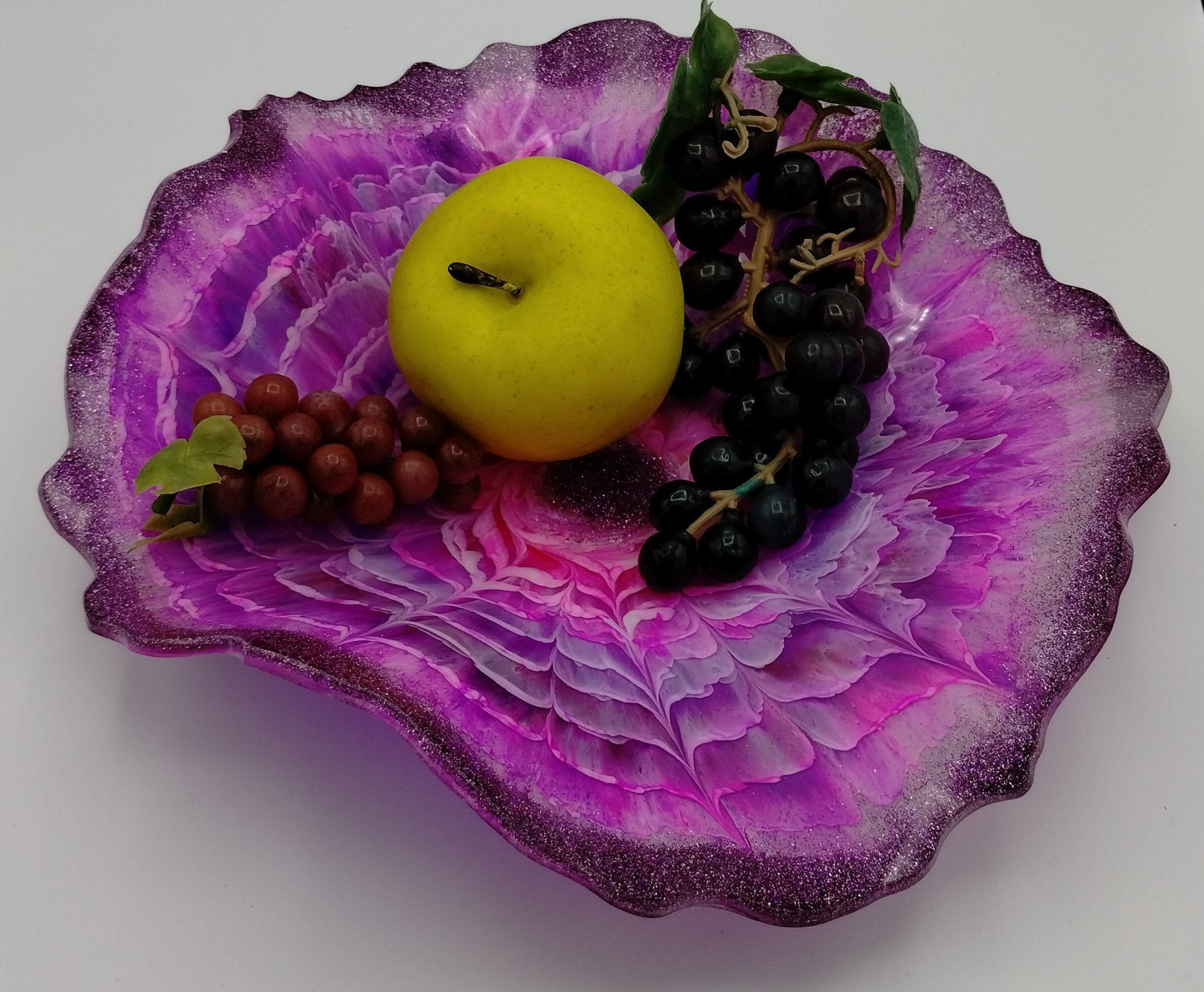 Purple Resin Flower Bowl Handmade Bloom Design Decorative Centerpiece Fruit Bowl Kitchen Decor Gift for Mom Wedding Housewarming