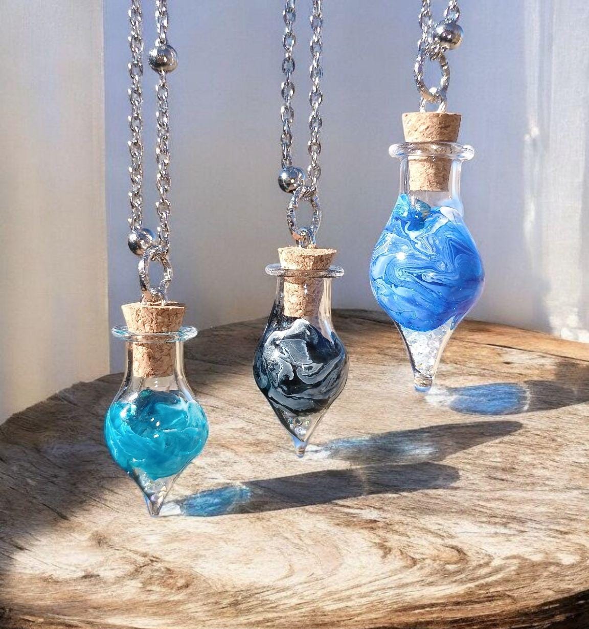 Glass Teardrop Keepsake Necklace - Memorial Cremation Jewelry for Ashes | Personalized Urn Pendant Gift