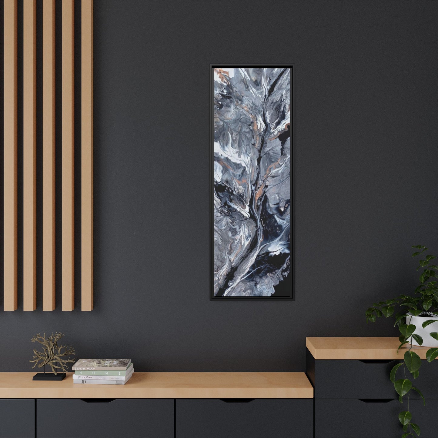 Large Vertical Floating Framed Canvas Print | Abstract Fluid Art | Style By Jess