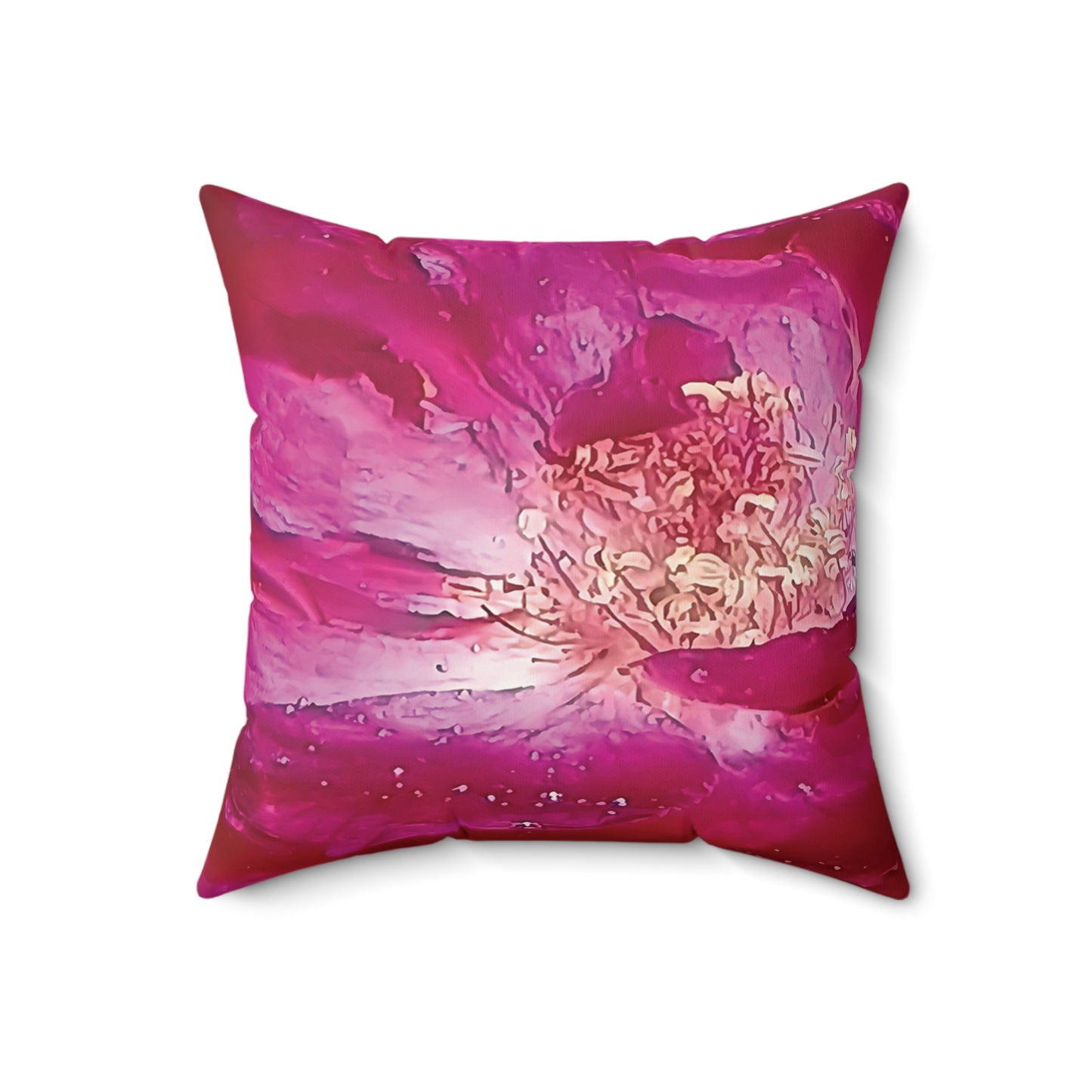 Wild Rose Decorative Throw Pillow – Pink Floral Faux Suede Cushion, Boho Botanical Art by Style by Jess