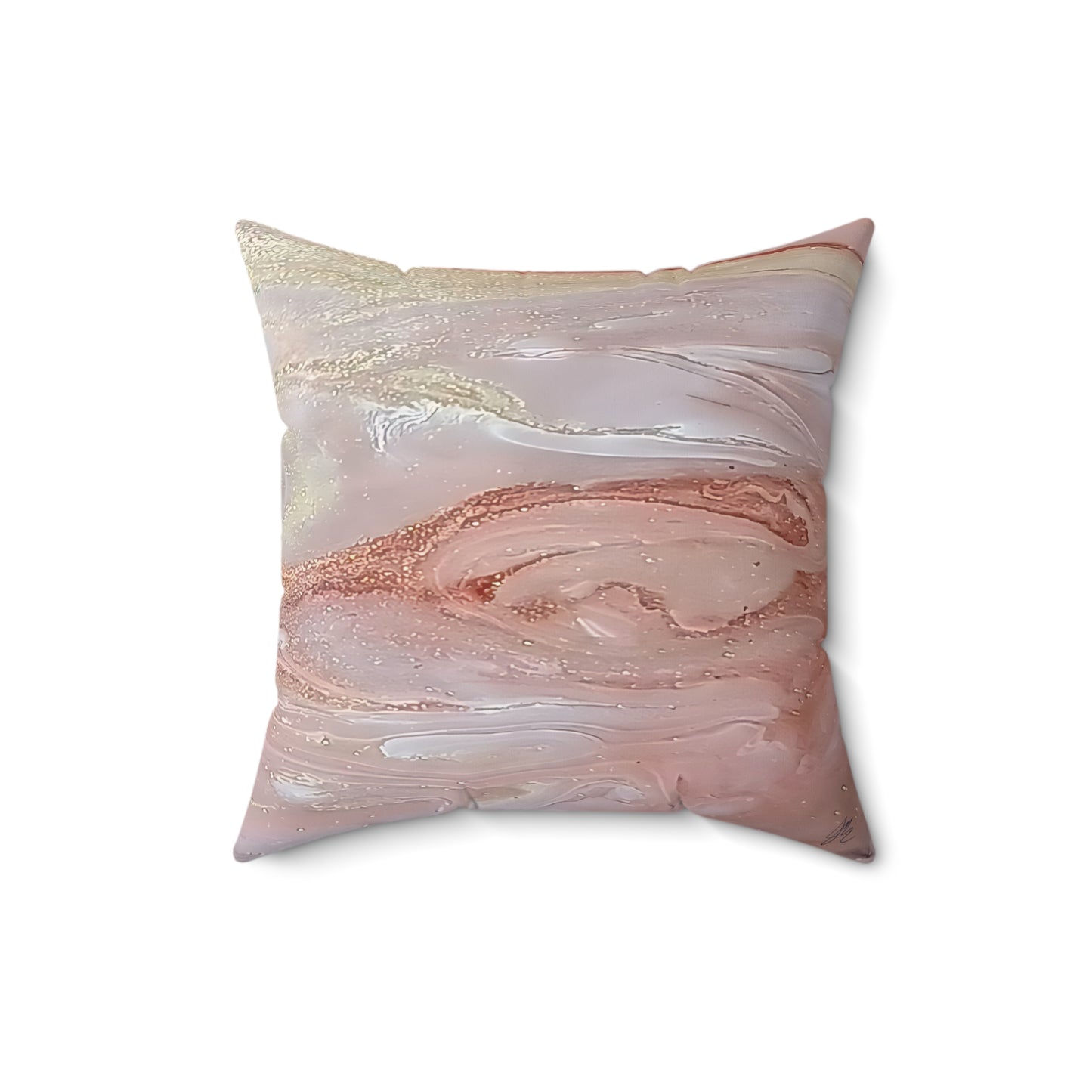 Decorative Throw Pillows for Couch - Blush Pink Gold Abstract Accent Pillow with Insert Included