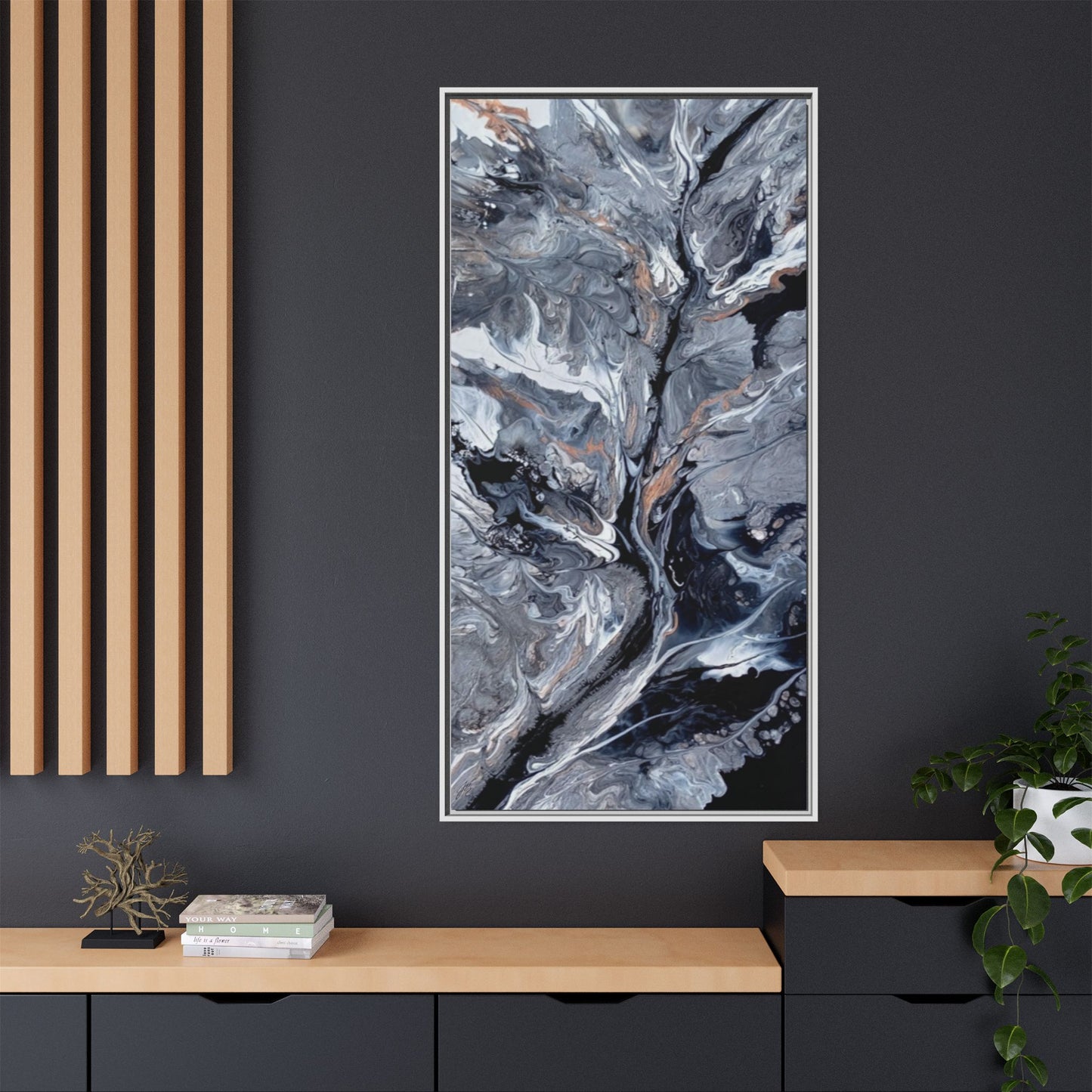 Large Vertical Floating Framed Canvas Print | Abstract Fluid Art | Style By Jess