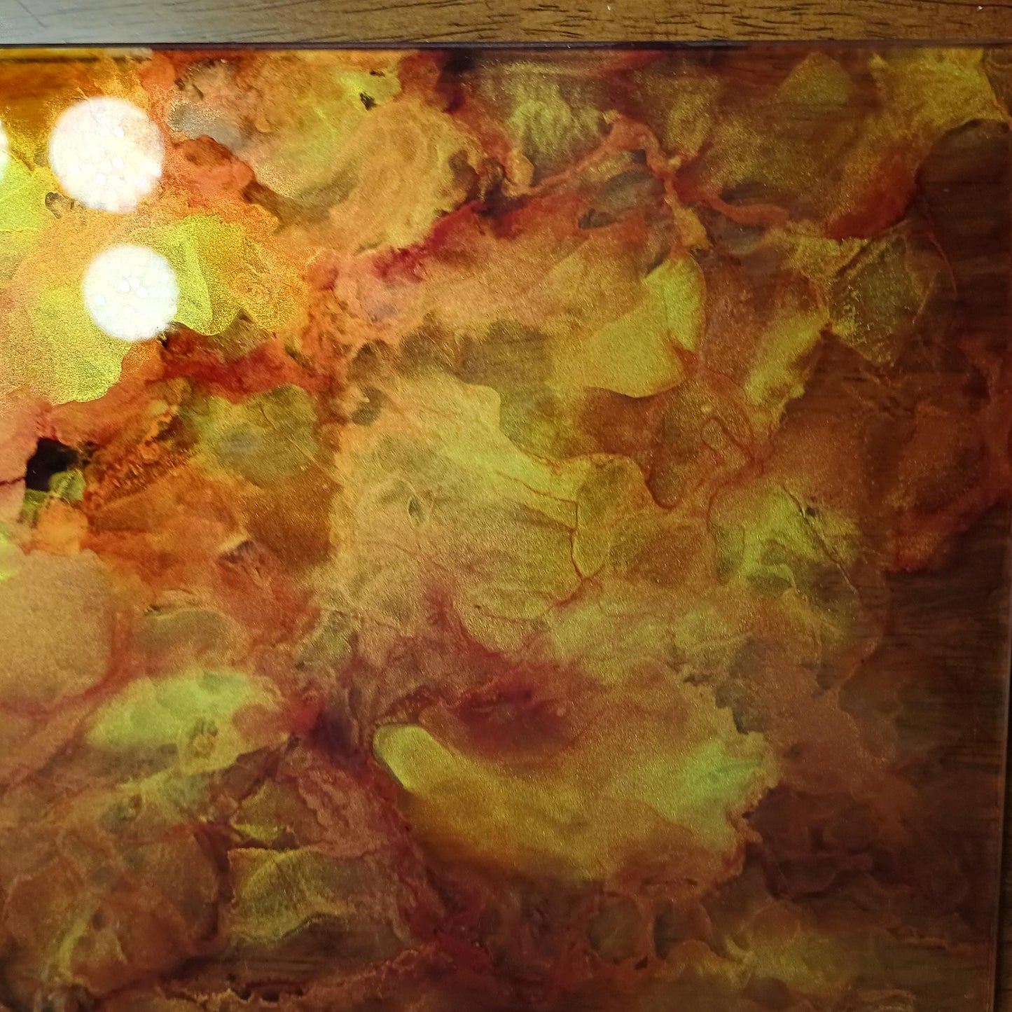 Glass Art Sun Catcher and Cutting Board Red and Gold Charcuterie Tray Gift for Her Kitchen Decor
