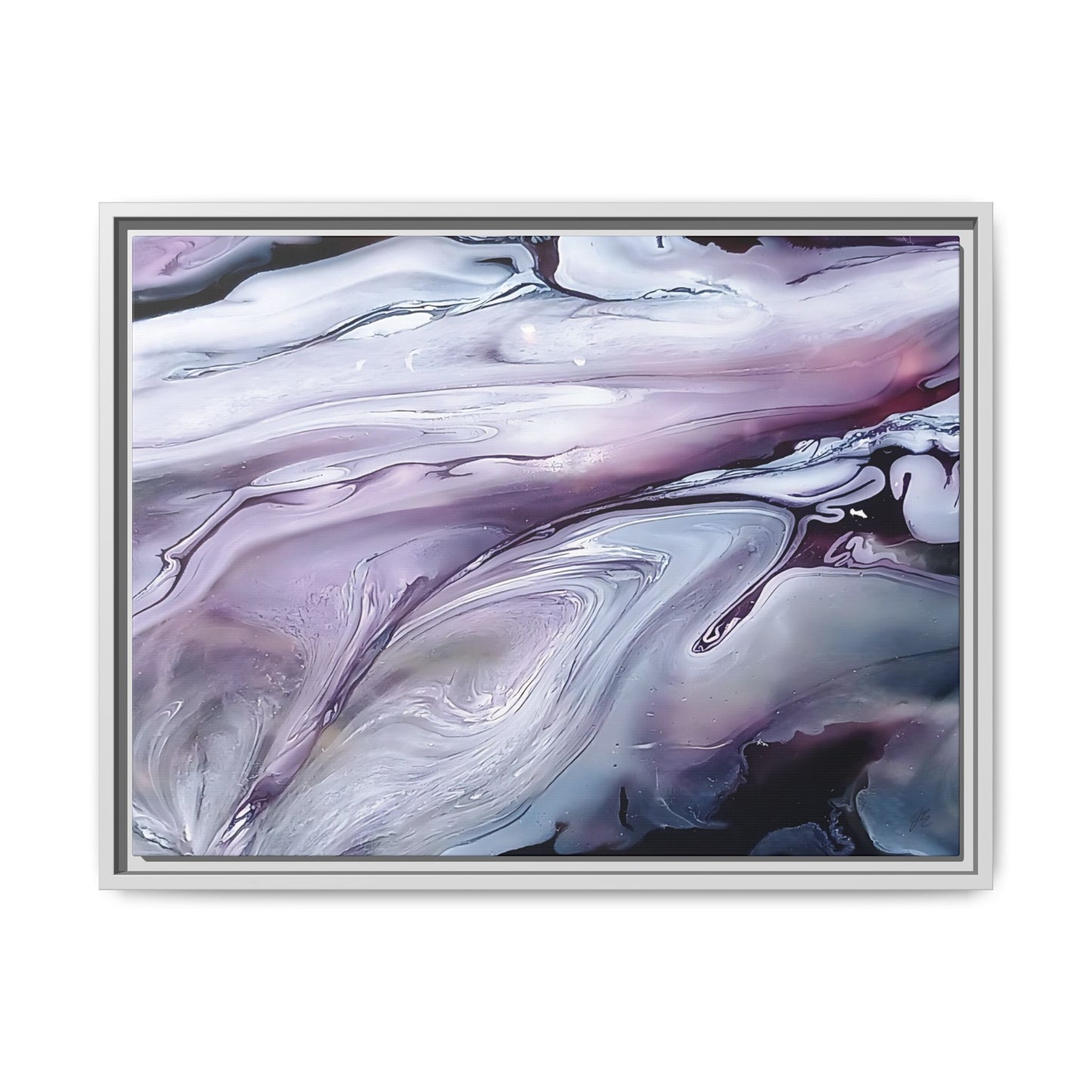 Large Framed Canvas Wall Art – Purple Abstract Resin Ink Print – Modern Minimalist Artwork for Bedroom, Living Room, or Office – Luxury Gift for Art Lovers