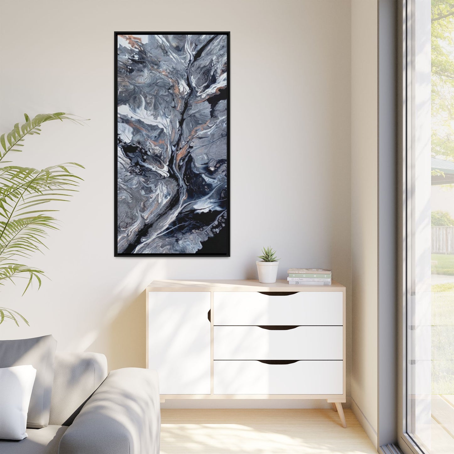 Large Vertical Floating Framed Canvas Print | Abstract Fluid Art | Style By Jess