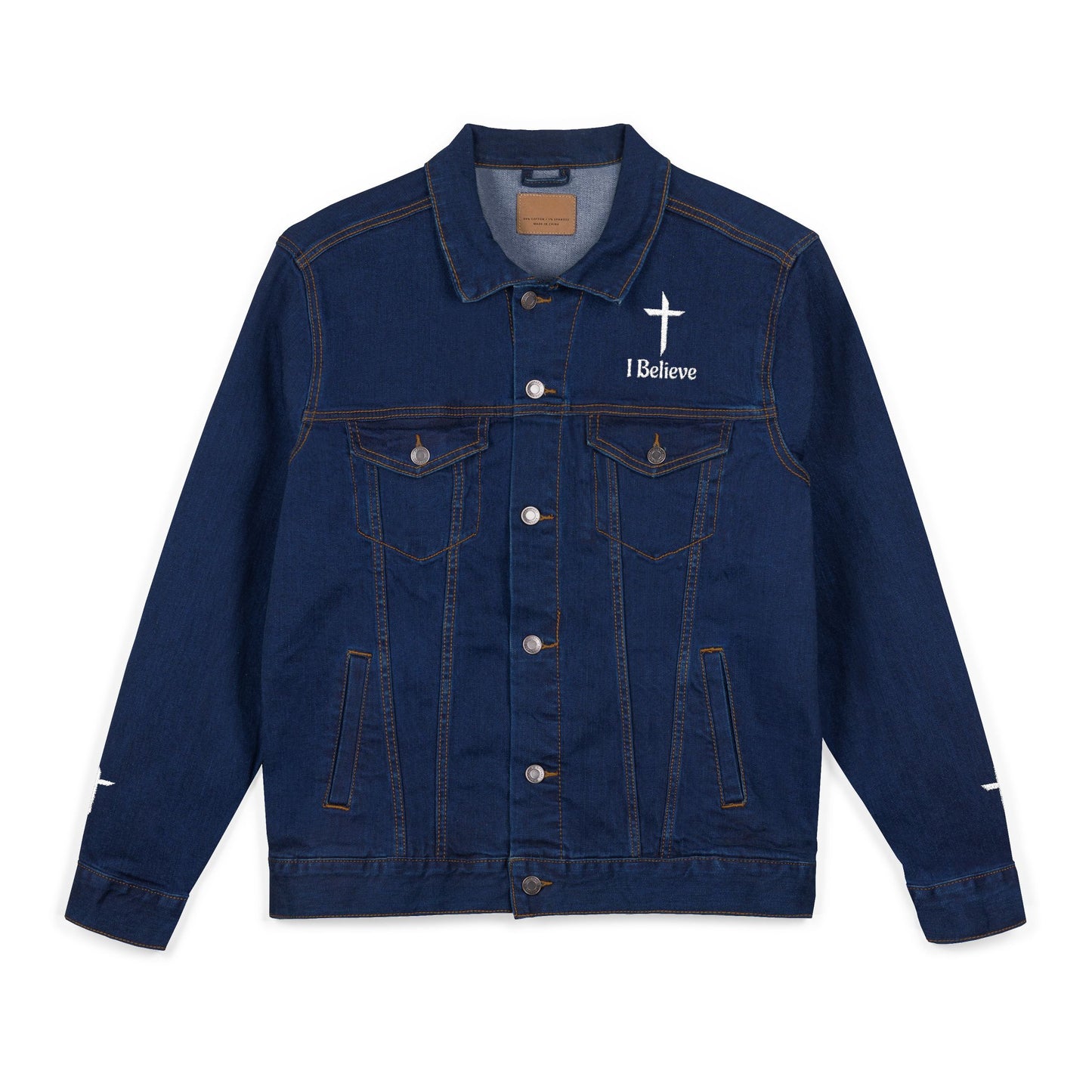 Christian Denim Jacket I Believe - Embroidered Cross Jean Jacket Gift