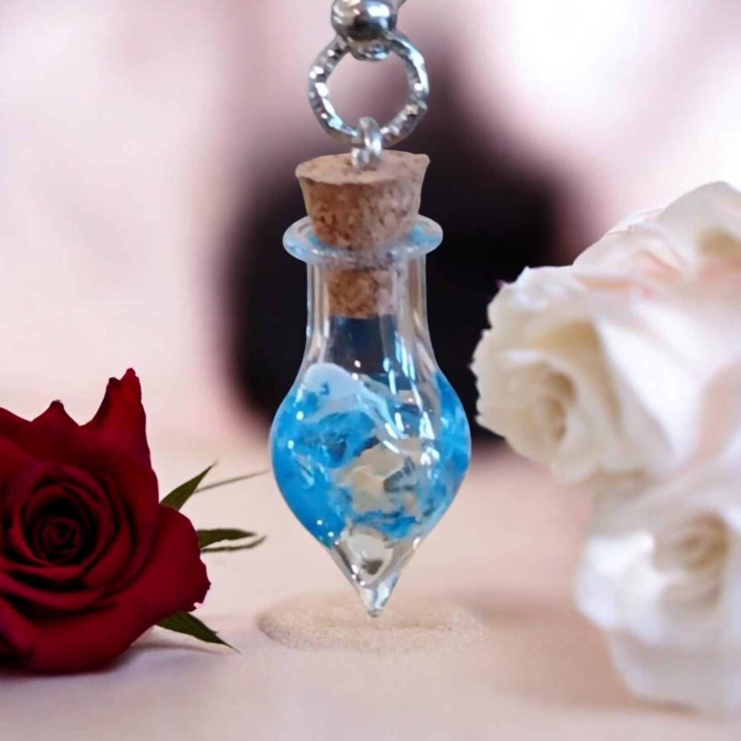 Glass Teardrop Keepsake Necklace - Memorial Cremation Jewelry for Ashes | Personalized Urn Pendant Gift