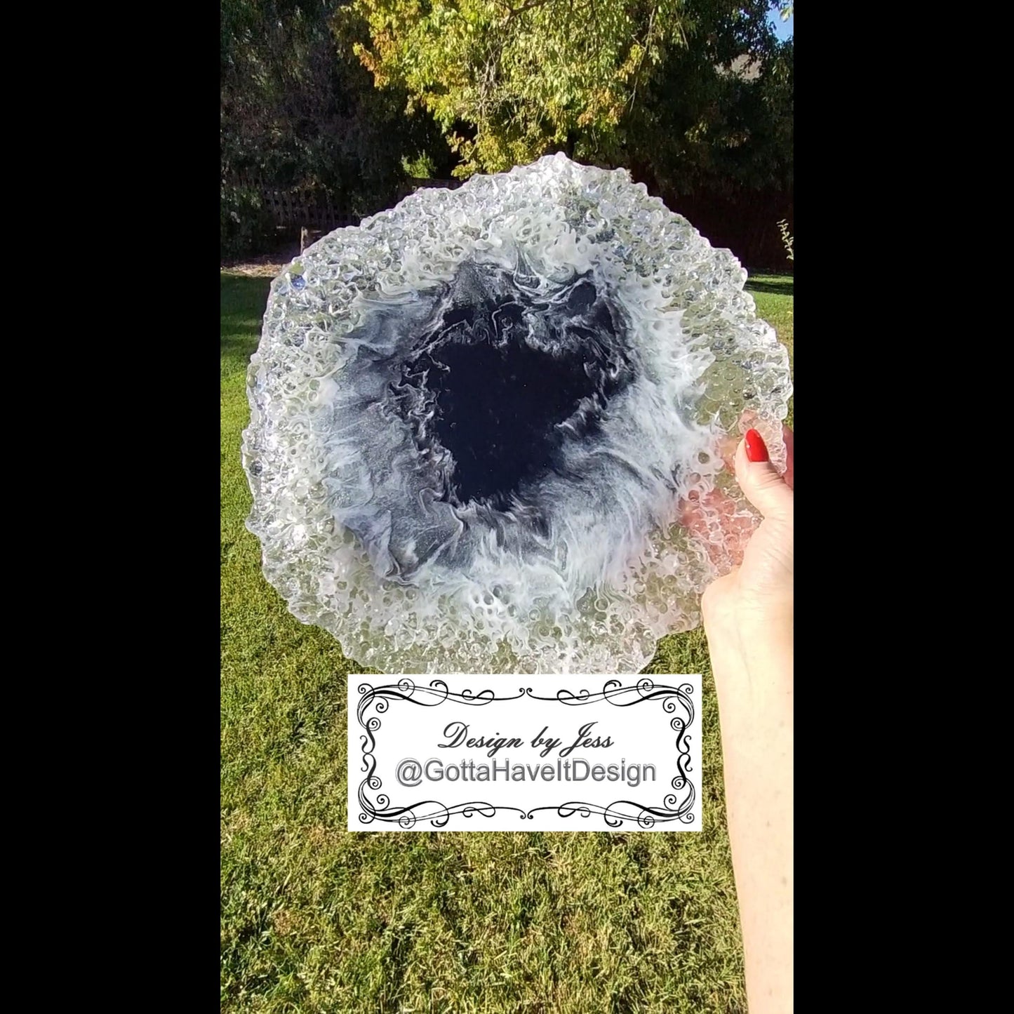 Black and White Resin Lazy Susan | Tray Abstract Cloud Design Centerpiece