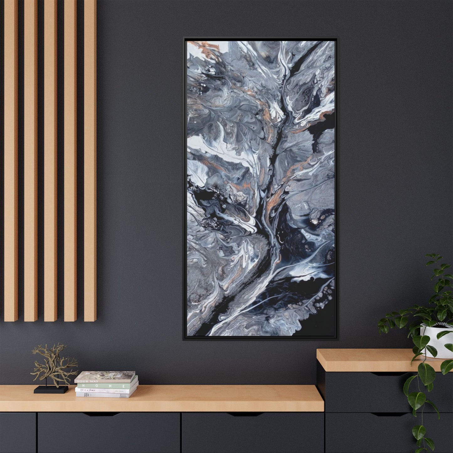 Large Vertical Floating Framed Canvas Print | Abstract Fluid Art | Style By Jess