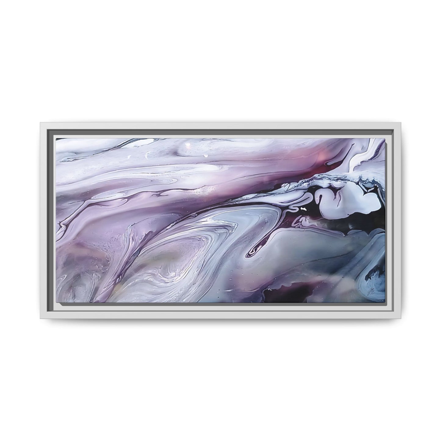 Large Framed Canvas Wall Art – Purple Abstract Resin Ink Print – Modern Minimalist Artwork for Bedroom, Living Room, or Office – Luxury Gift for Art Lovers