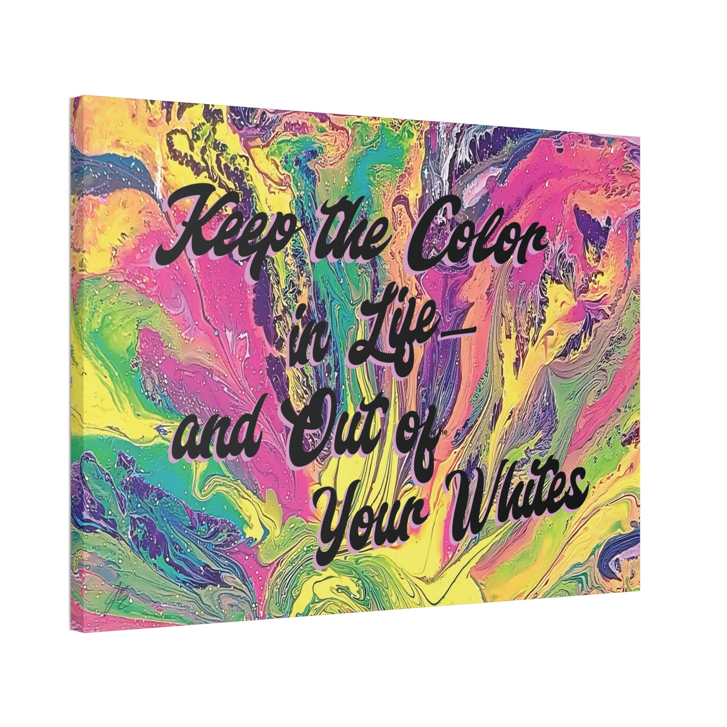 Laundry Room Wall Art Canvas - Keep the Color in Life Quote - Colorful Abstract Decor