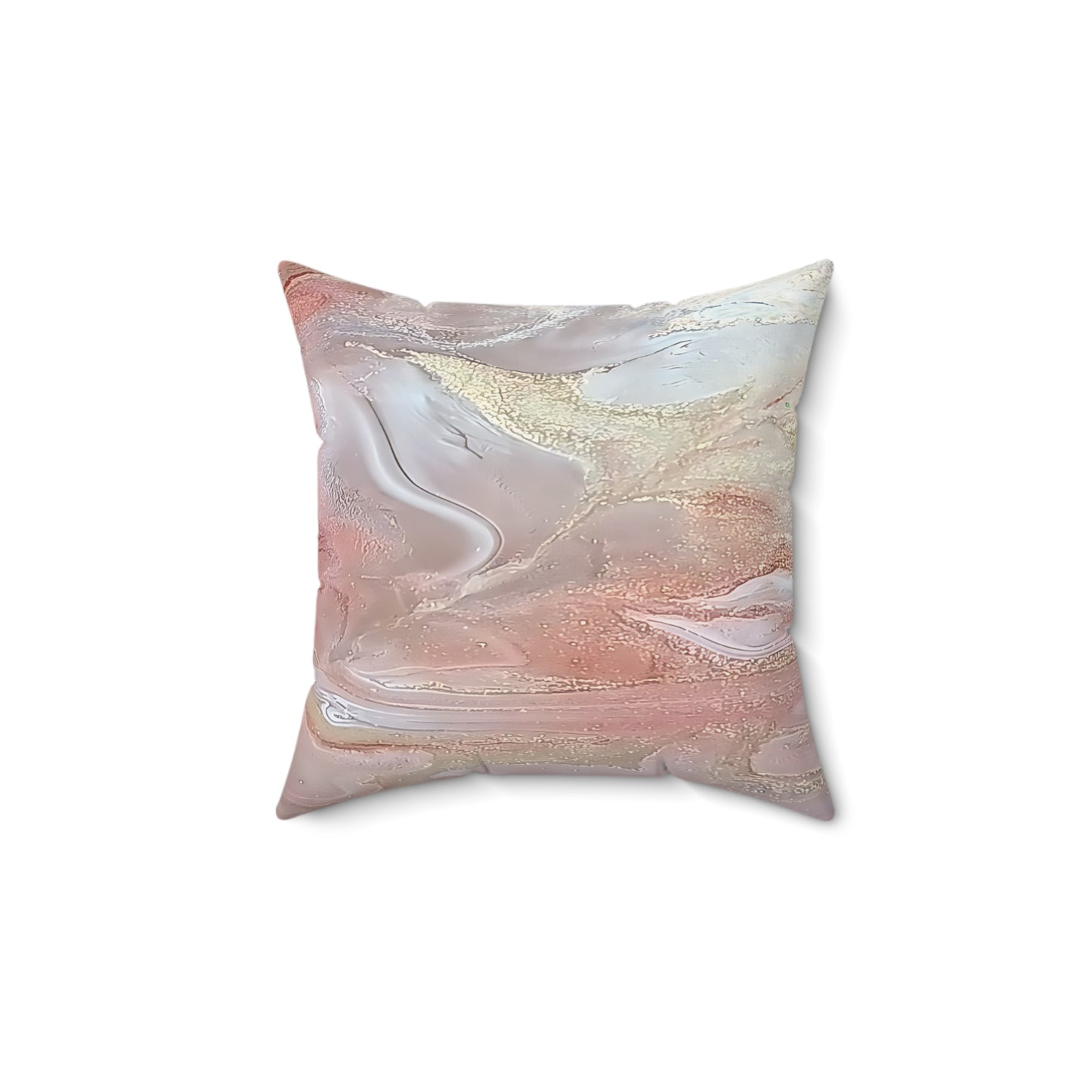 Decorative Throw Pillows for Couch - Blush Pink Gold Abstract Accent Pillow with Insert Included
