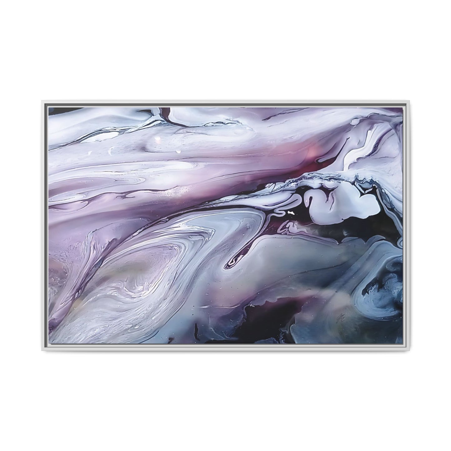 Large Framed Canvas Wall Art – Purple Abstract Resin Ink Print – Modern Minimalist Artwork for Bedroom, Living Room, or Office – Luxury Gift for Art Lovers