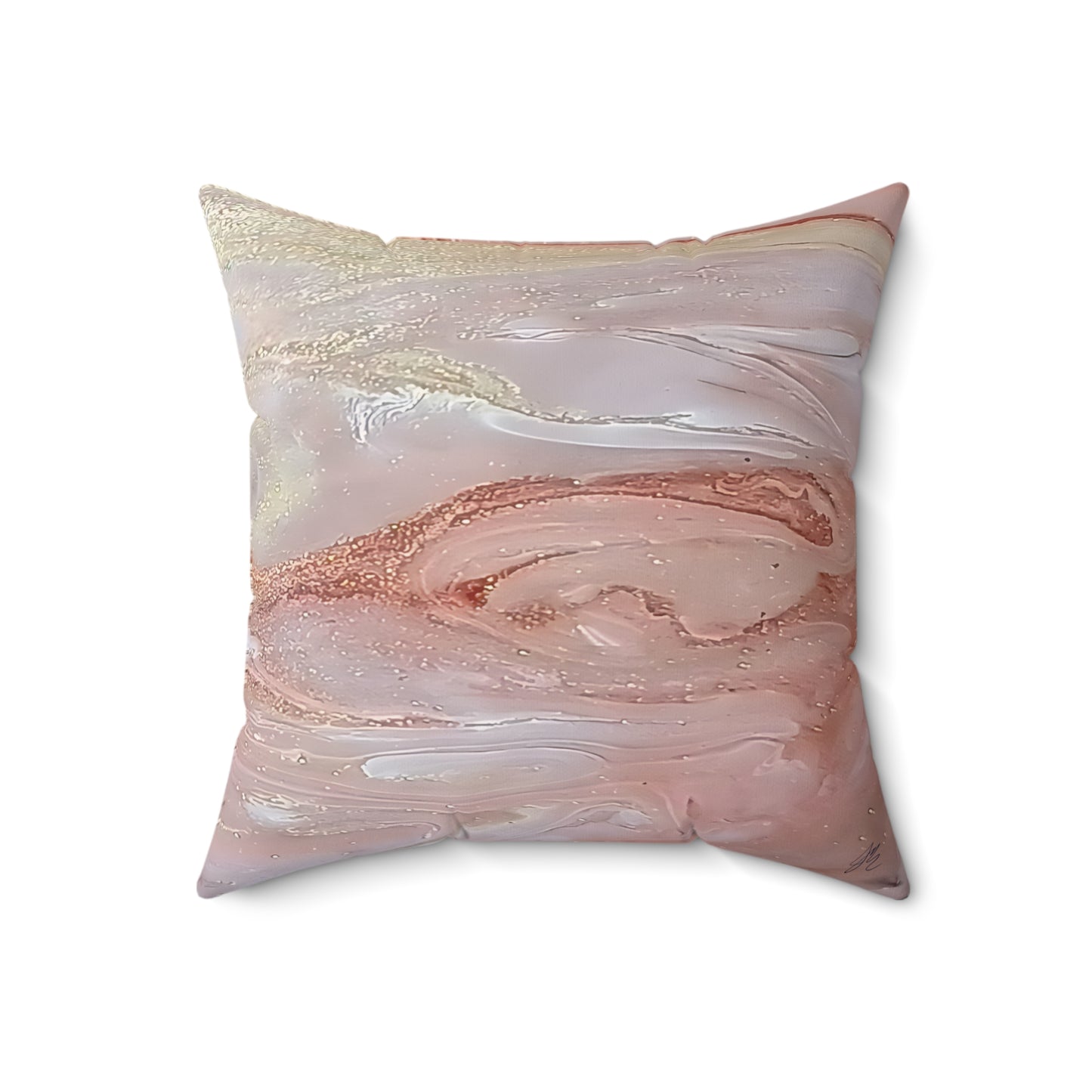 Decorative Throw Pillows for Couch - Blush Pink Gold Abstract Accent Pillow with Insert Included