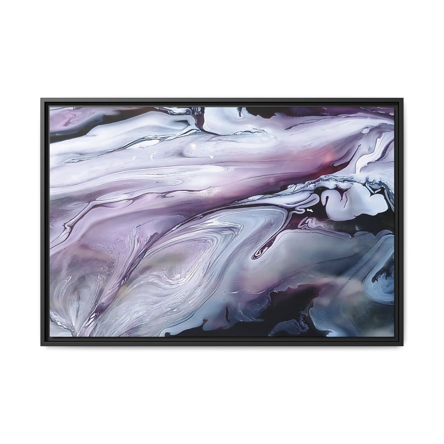 Large Framed Canvas Wall Art – Purple Abstract Resin Ink Print – Modern Minimalist Artwork for Bedroom, Living Room, or Office – Luxury Gift for Art Lovers