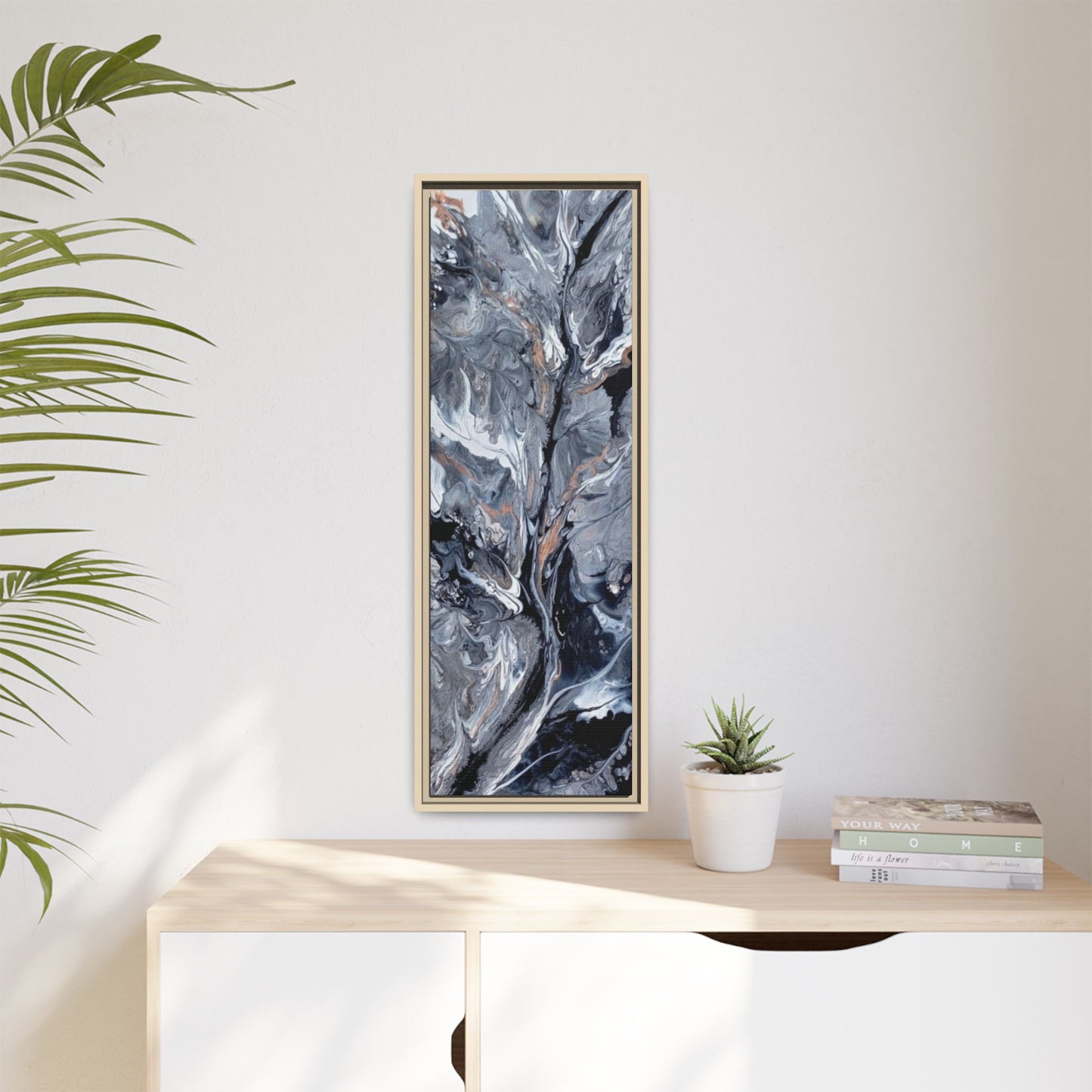 Large Vertical Floating Framed Canvas Print | Abstract Fluid Art | Style By Jess