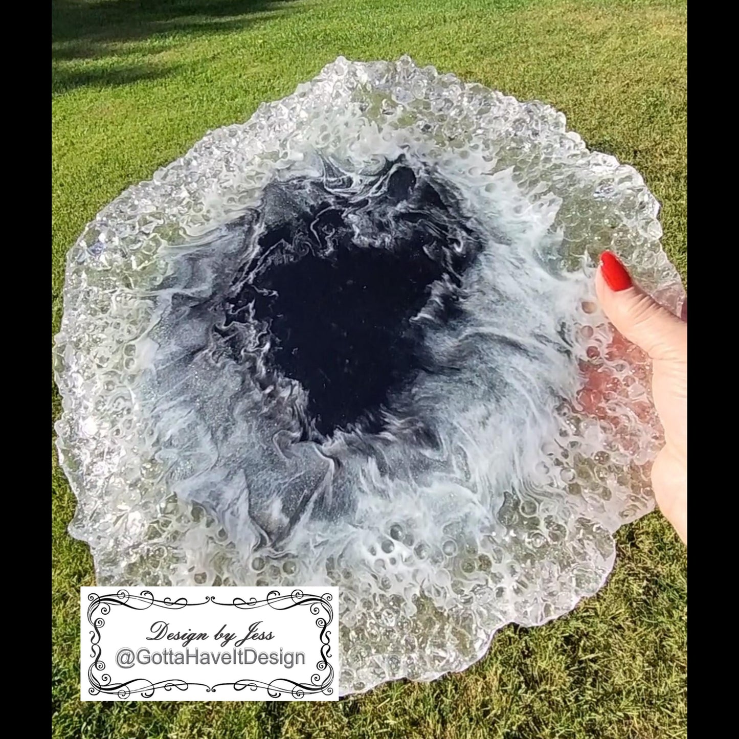 Black and White Resin Lazy Susan | Tray Abstract Cloud Design Centerpiece