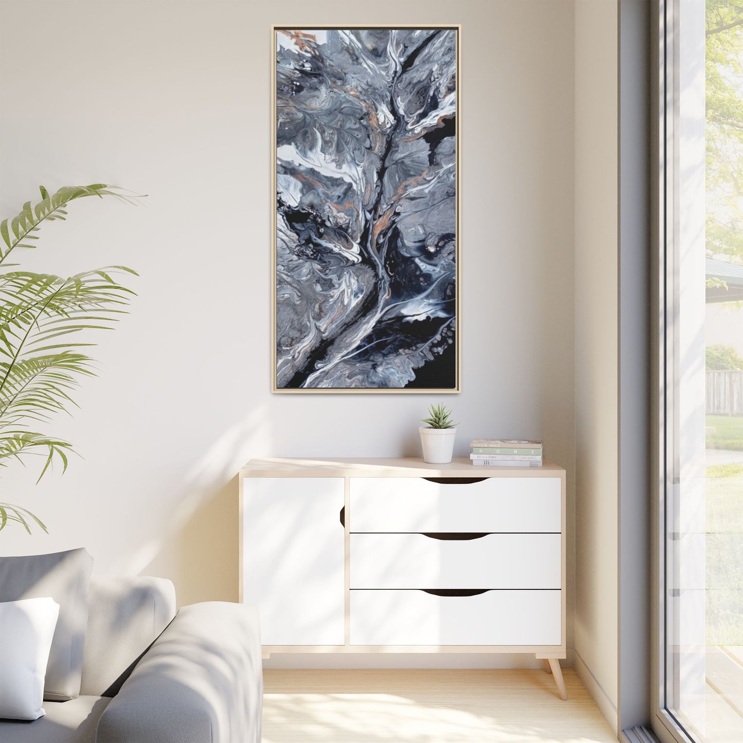 Large Vertical Floating Framed Canvas Print | Abstract Fluid Art | Style By Jess