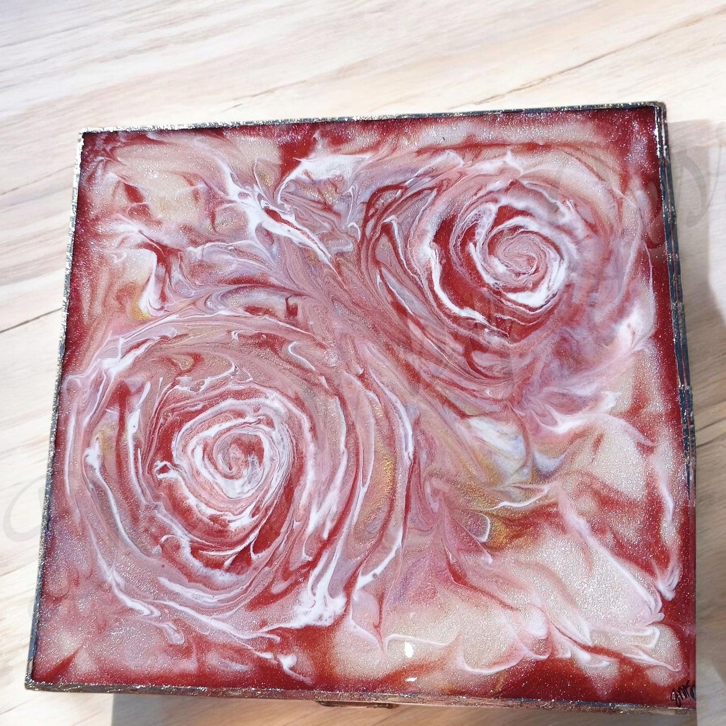 Handmade Rose Wood Jewelry Box - Custom Keepsake Gift Box for Women | Wedding Anniversary Birthday Gift | Elegant Organizer with Roses