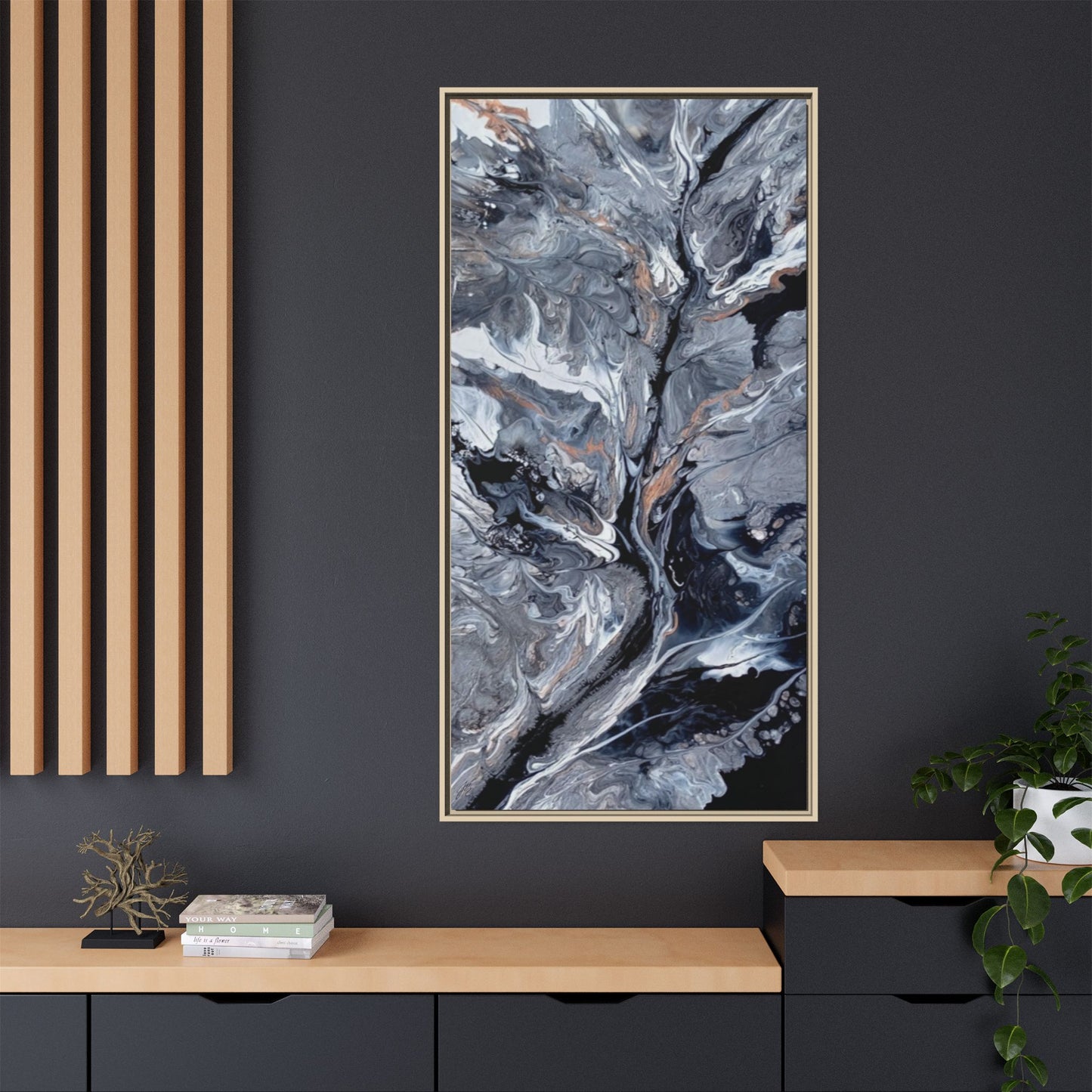 Large Vertical Floating Framed Canvas Print | Abstract Fluid Art | Style By Jess