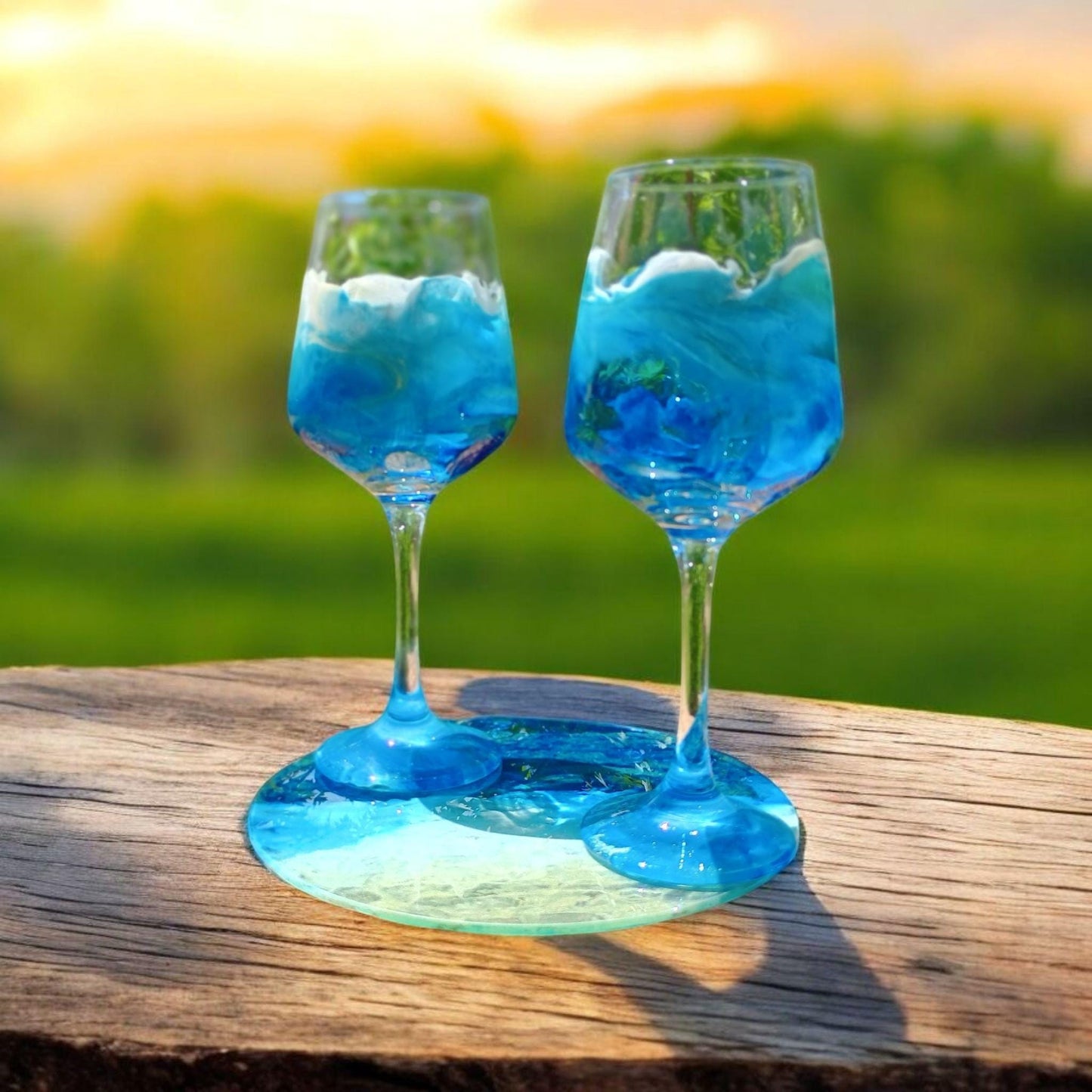 Custom Resin Wine Glasses - Handcrafted Stemmed Wine Glass Set | 6 Stunning Colors Available