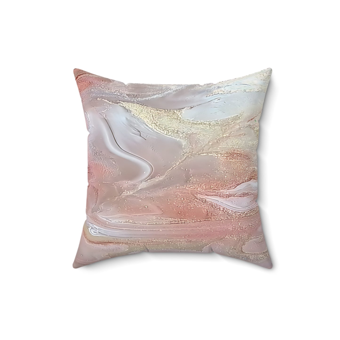 Decorative Throw Pillows for Couch - Blush Pink Gold Abstract Accent Pillow with Insert Included