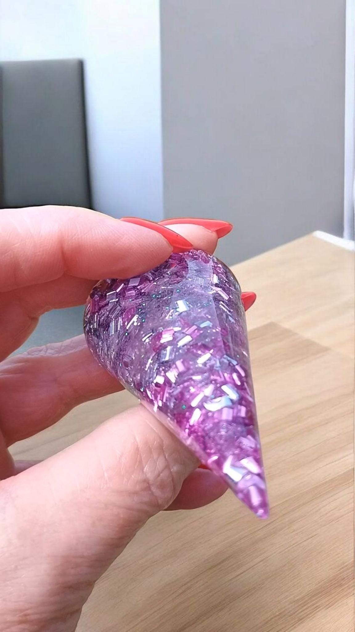 Ring Holder for Jewelry - Handmade Purple Silver Ring Cone Display Organizer Gift for Her