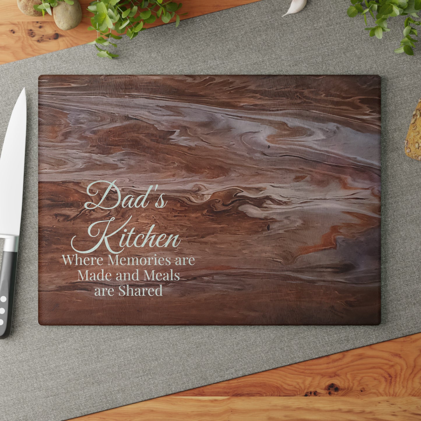 Glass Cutting Board - Original Wood Grain Art by Style by Jess | Kitchen Decor Gift