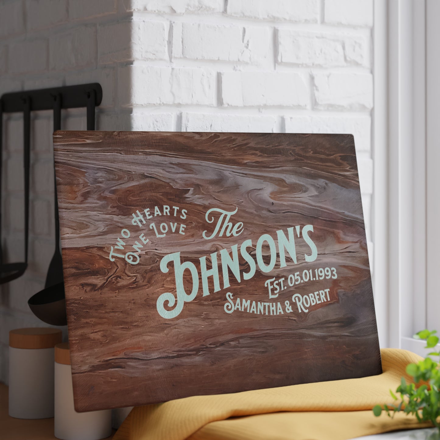 Glass Cutting Board - Original Wood Grain Art by Style by Jess | Kitchen Decor Gift