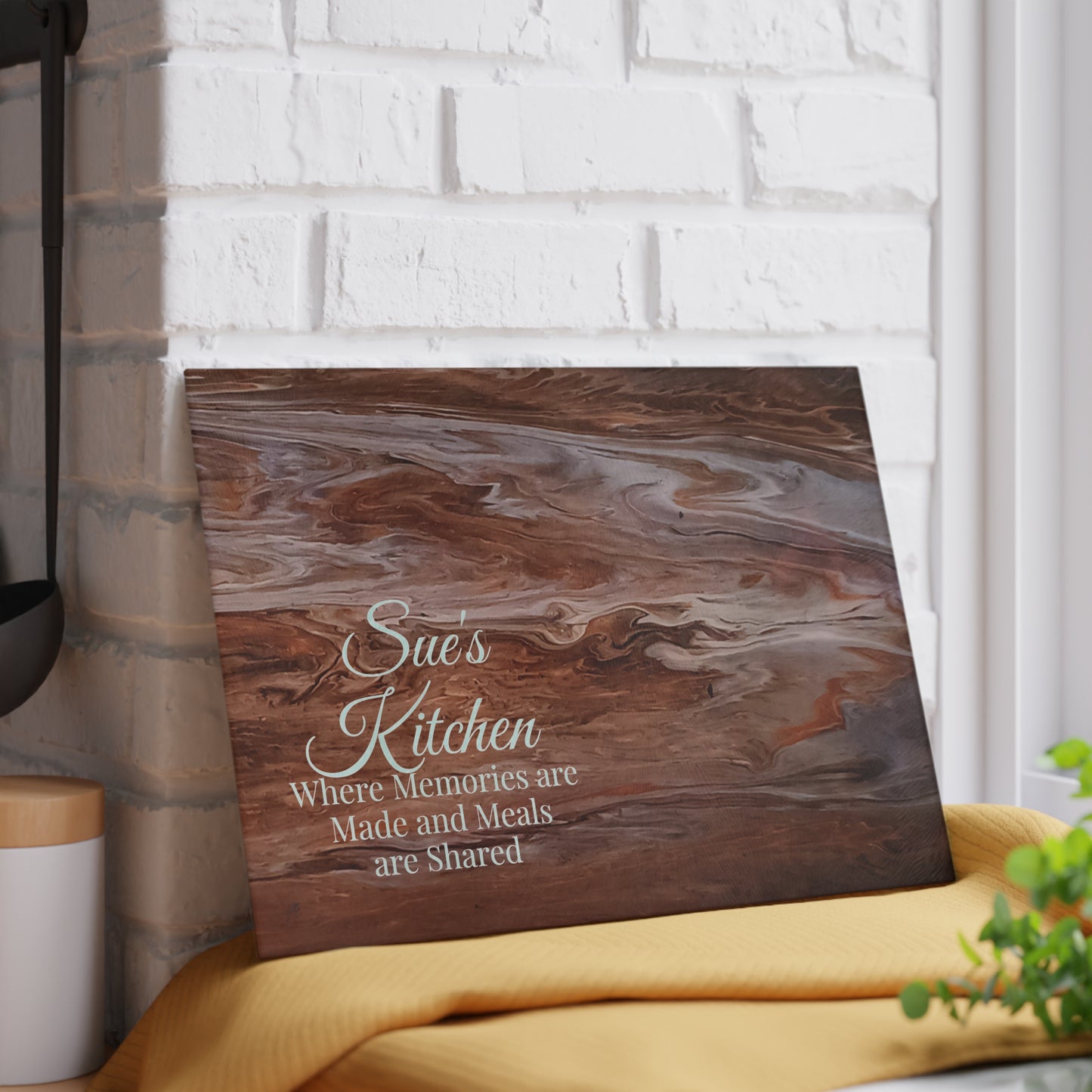 Glass Cutting Board - Original Wood Grain Art by Style by Jess | Kitchen Decor Gift
