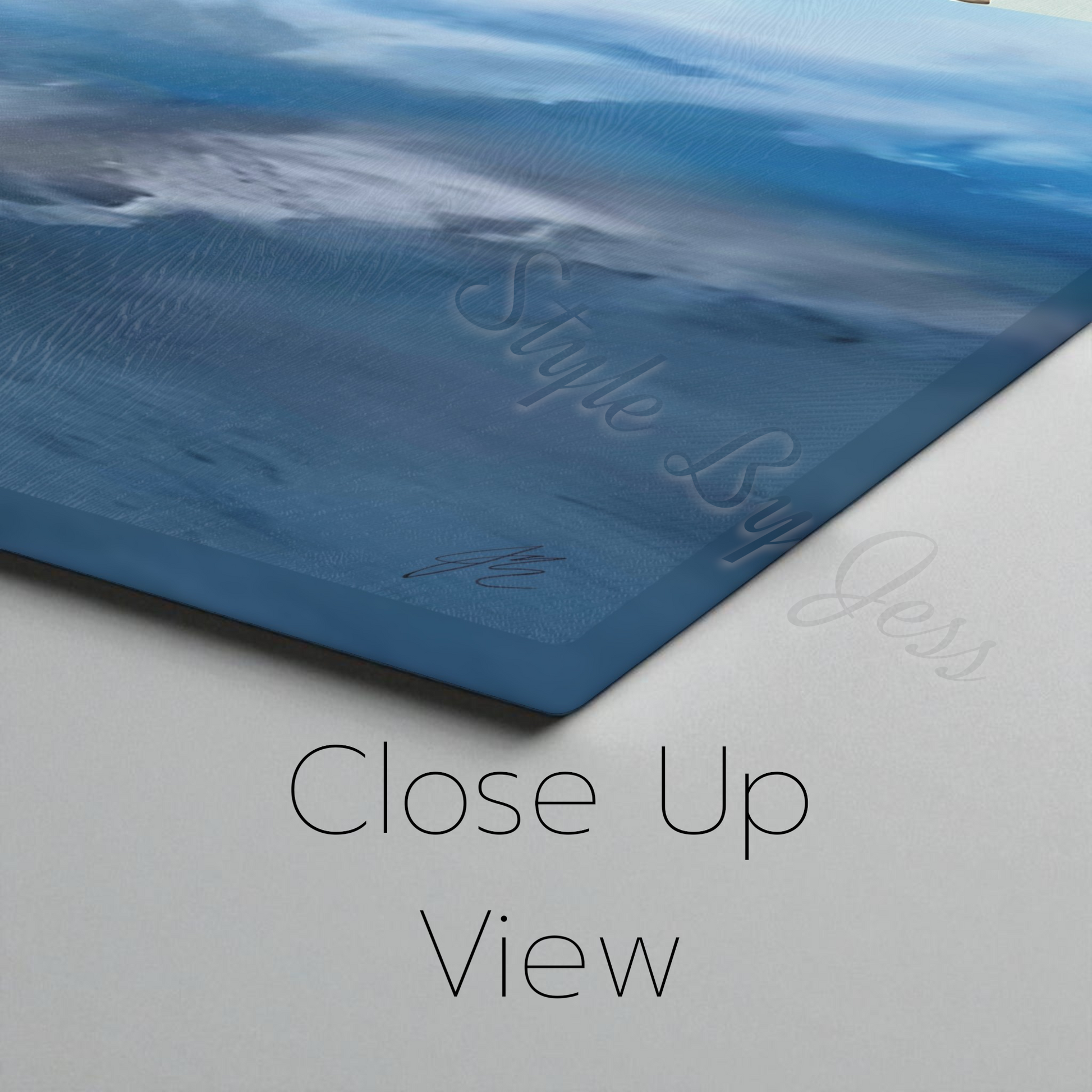 Close-up view of a glass cutting board surface with 'Style By Jess' branding.