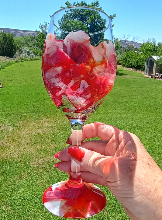 Custom Stemmed Wine Glass - Hand Painted Resin Art Stemless Wine Glass| Perfect Gift for Wine Lovers