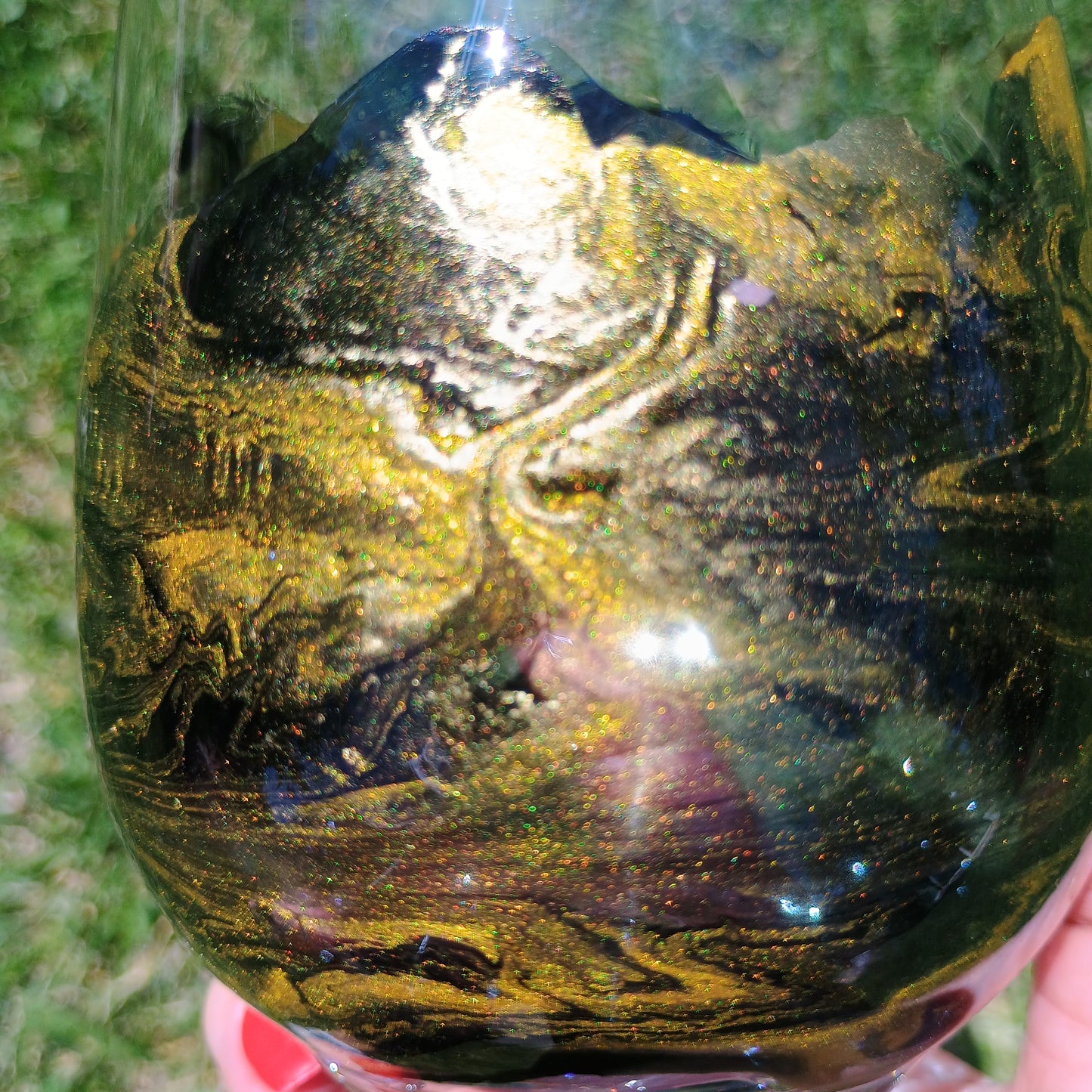 Hand Painted Wine Glass - Custom Black Stemmed Resin Art Wine Glass | Unique Wine Lover Gift