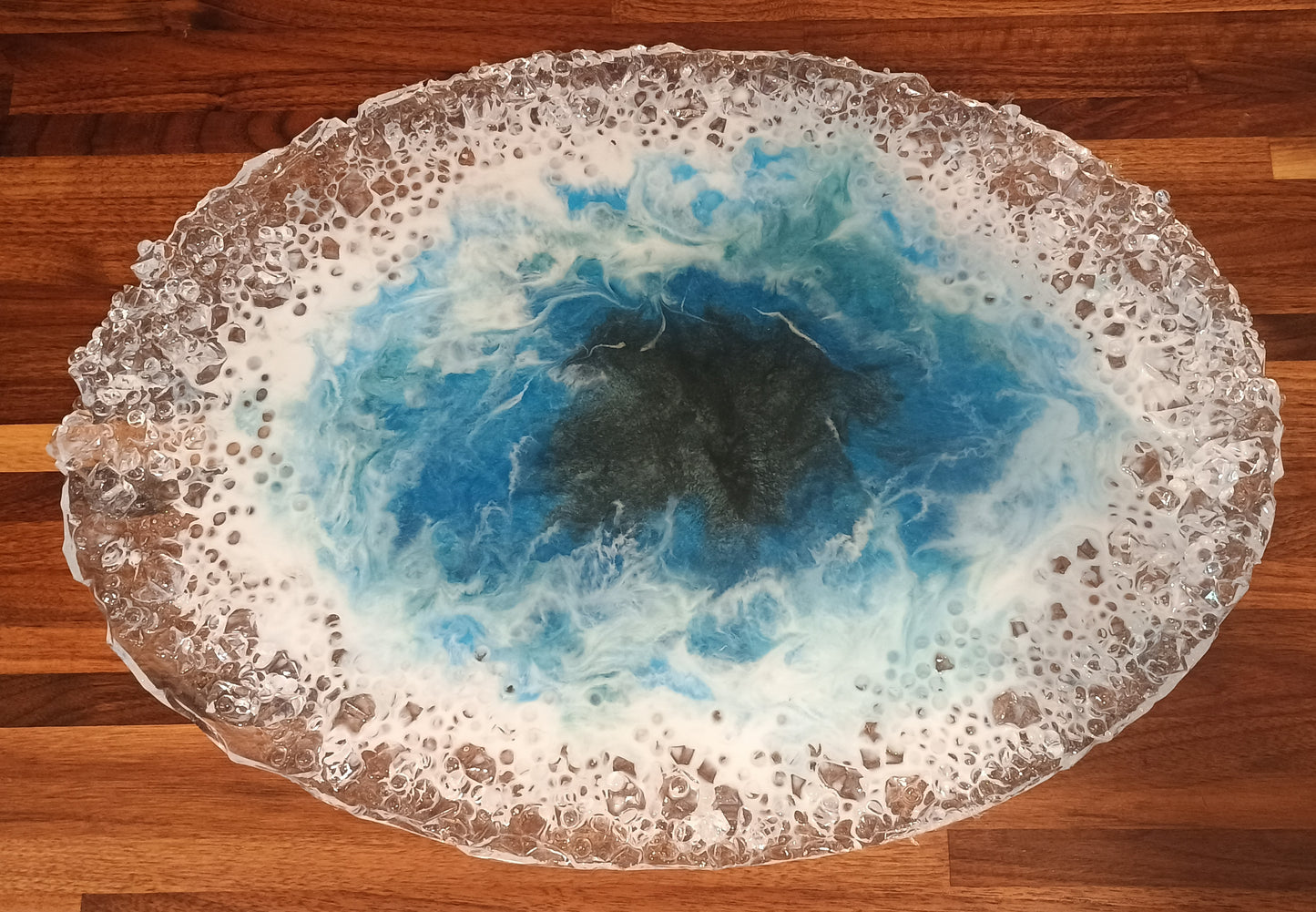 Oversized Resin Charcuterie Board & Serving Platter | 20x14 Food Safe Handmade Ocean Abstract Art | Home Decor Centerpiece