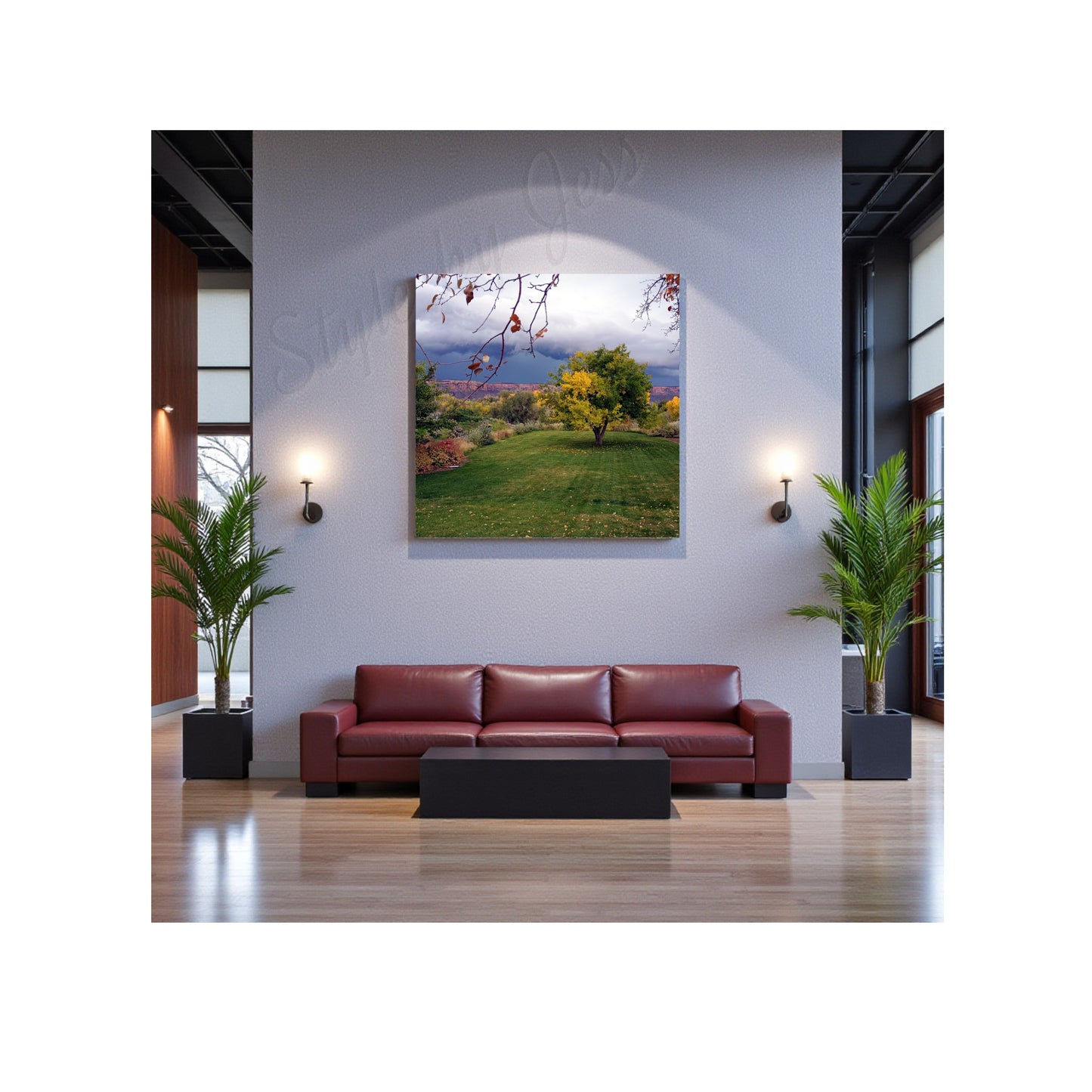 Metal Wall Art Nature Landscape Photography Print - Fall Colors Storm Clouds