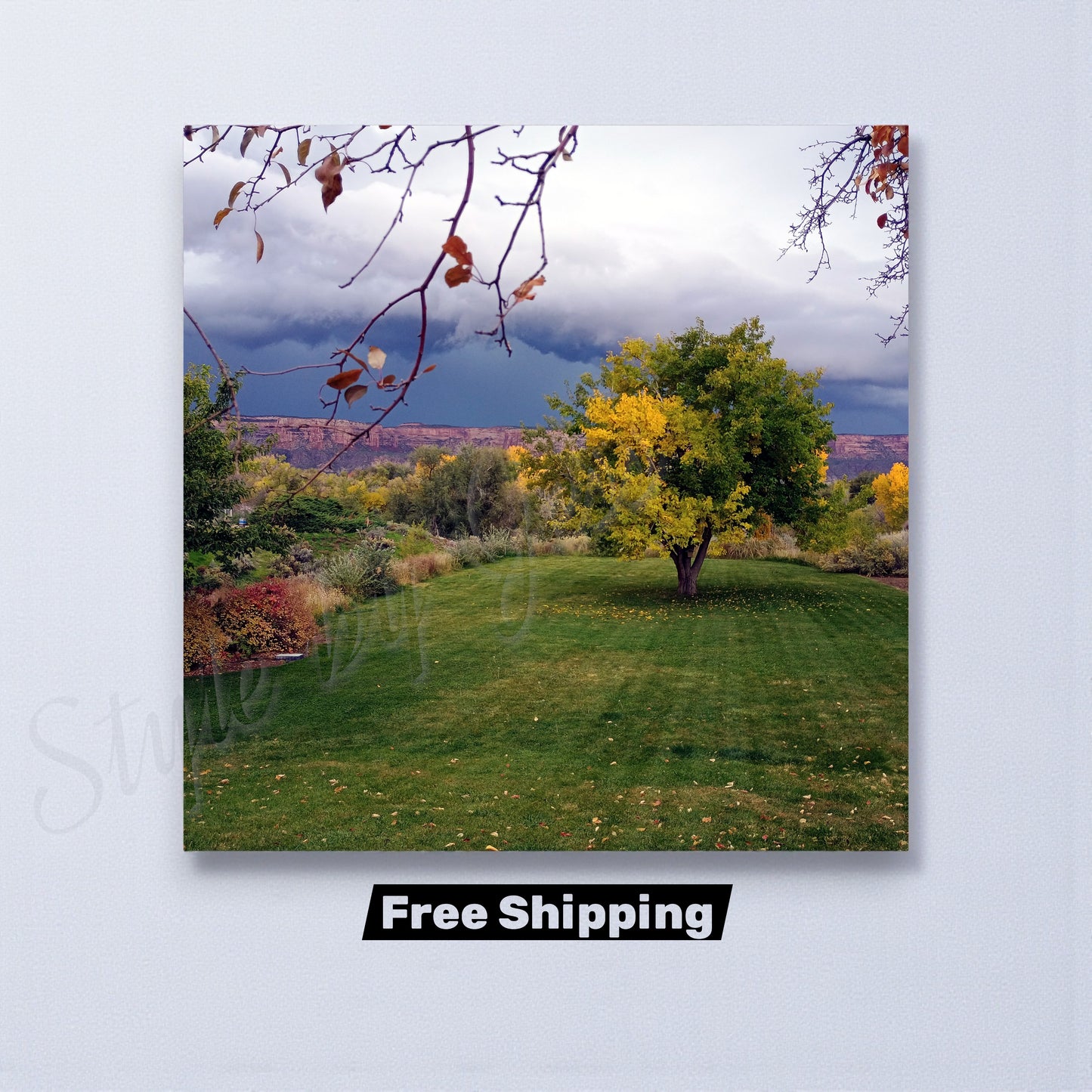 Metal Wall Art Nature Landscape Photography Print - Fall Colors Storm Clouds