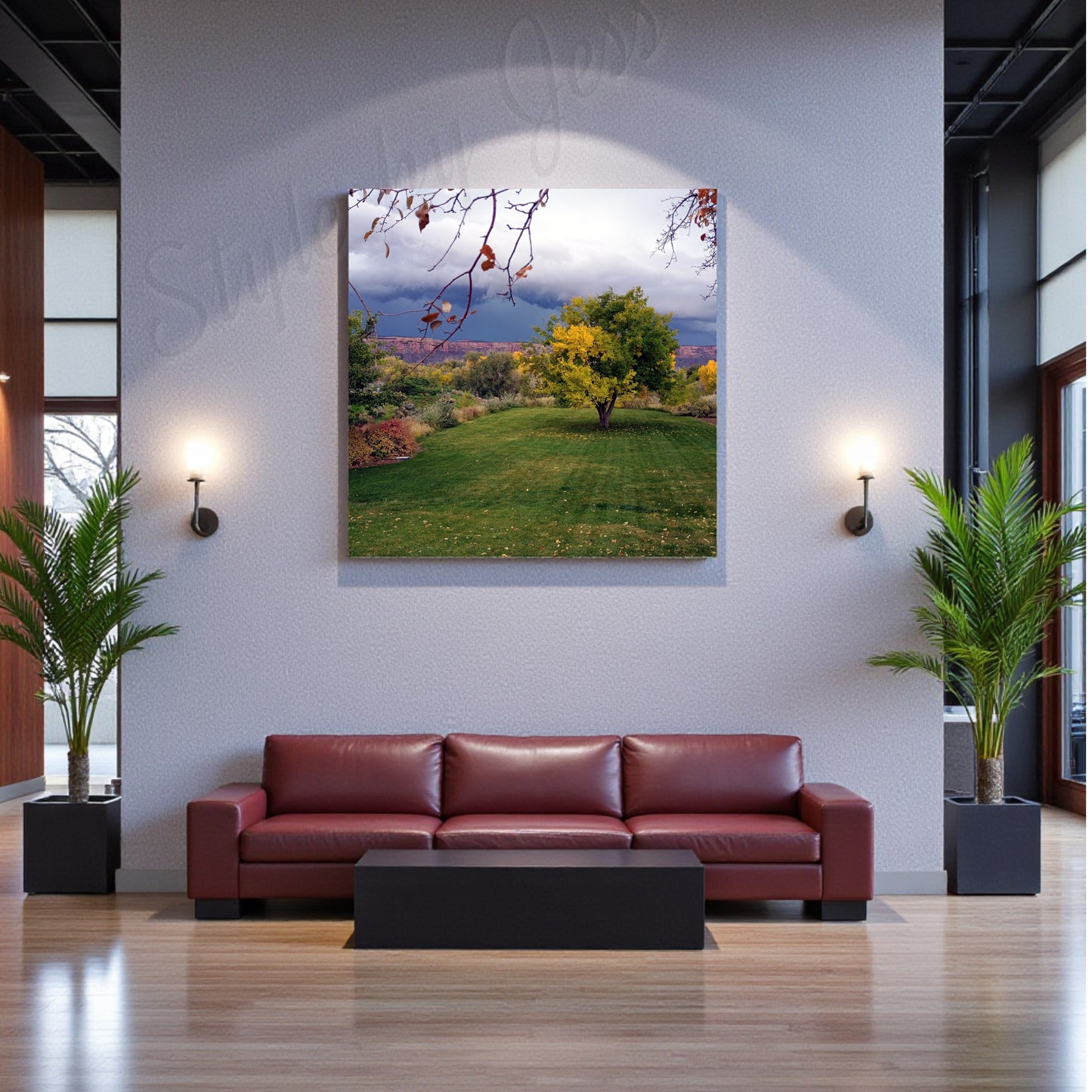 Metal Wall Art Nature Landscape Photography Print - Fall Colors Storm Clouds