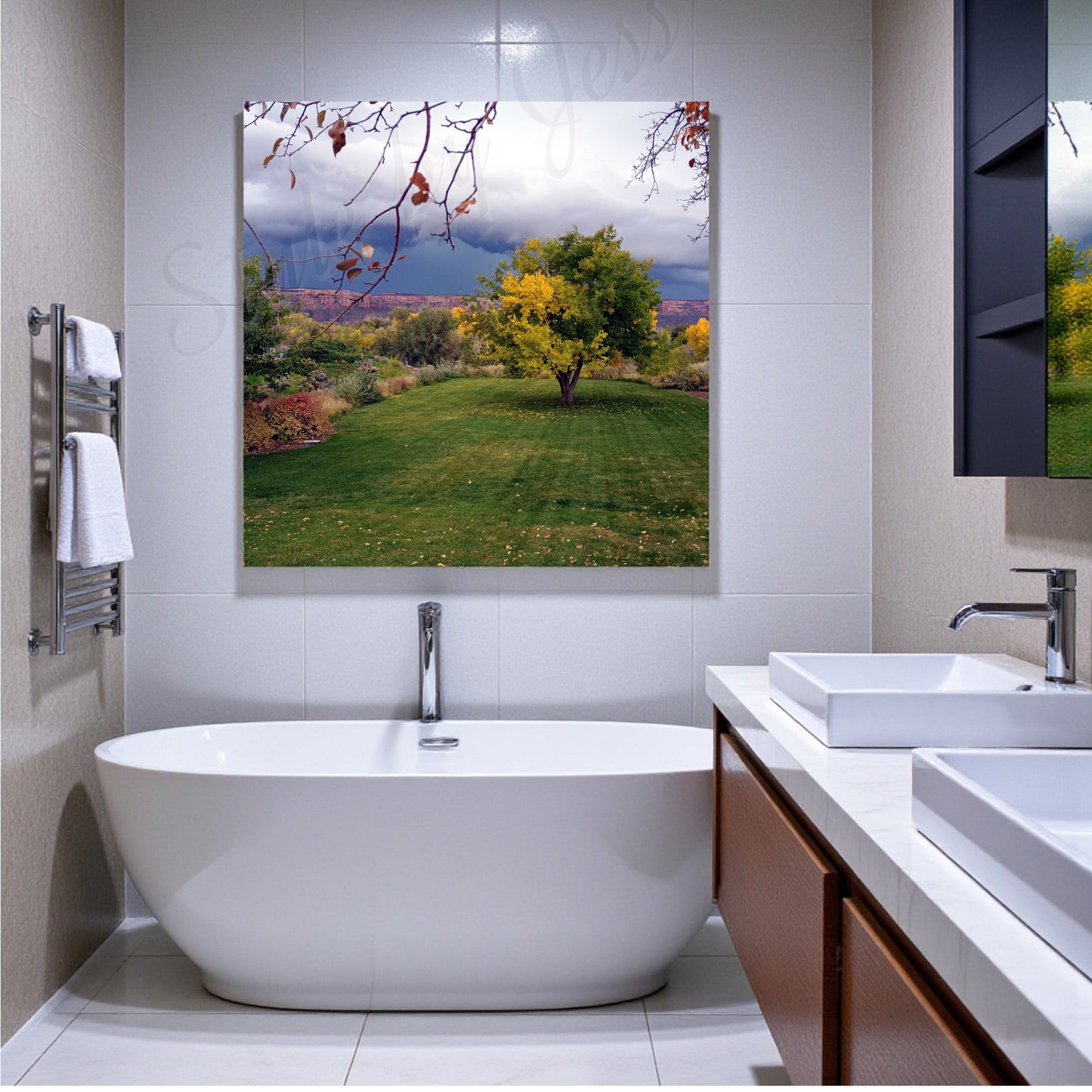 Metal Wall Art Nature Landscape Photography Print - Fall Colors Storm Clouds