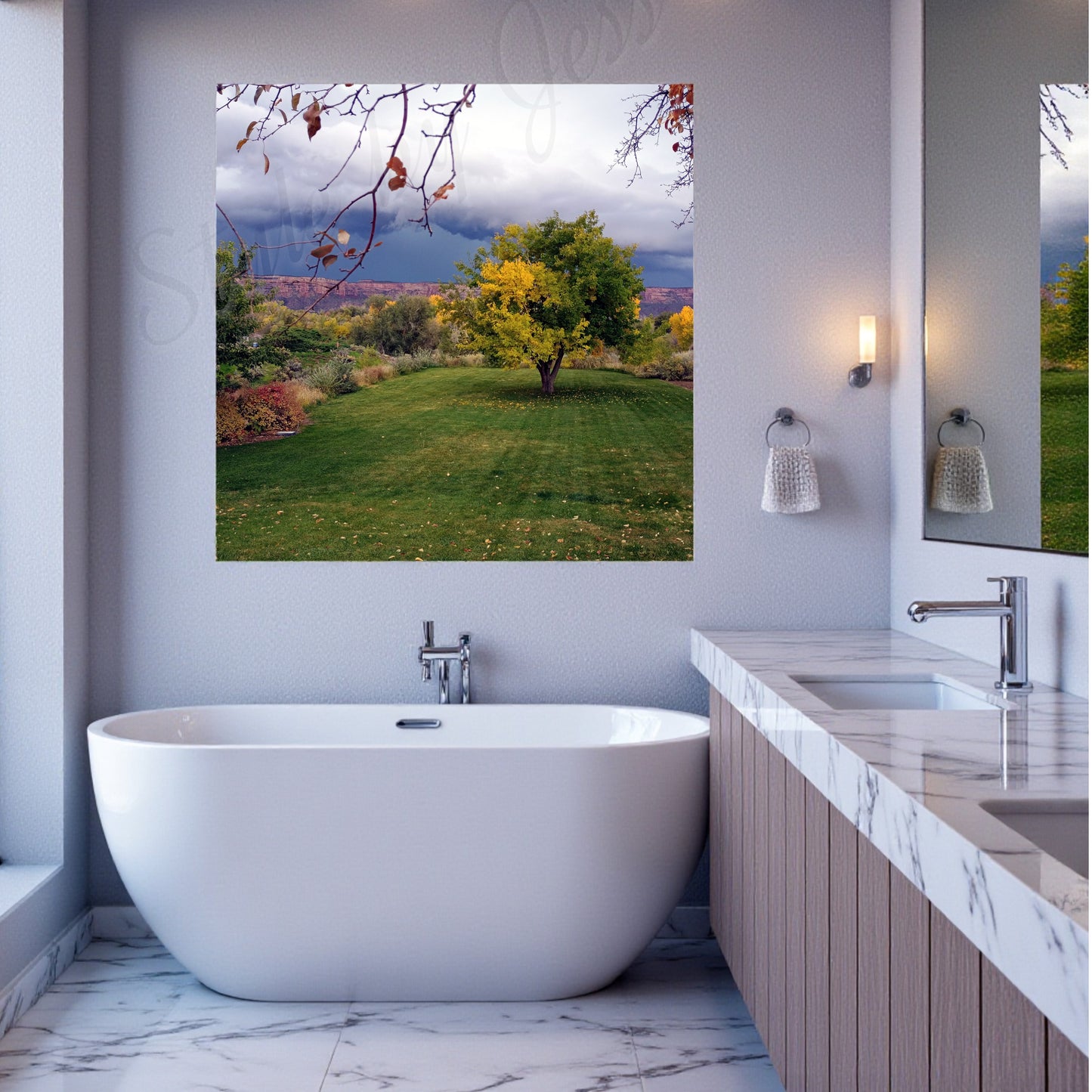 Metal Wall Art Nature Landscape Photography Print - Fall Colors Storm Clouds